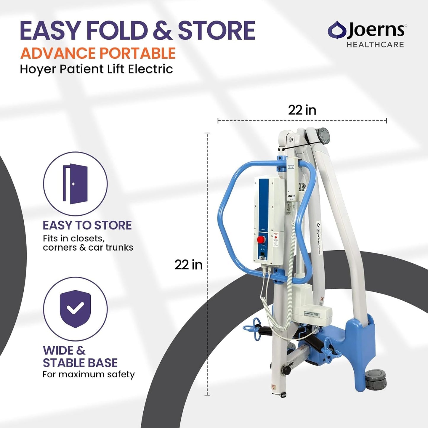 Joerns Hoyer Advance Electric Portable Patient Lift, 340 lbs