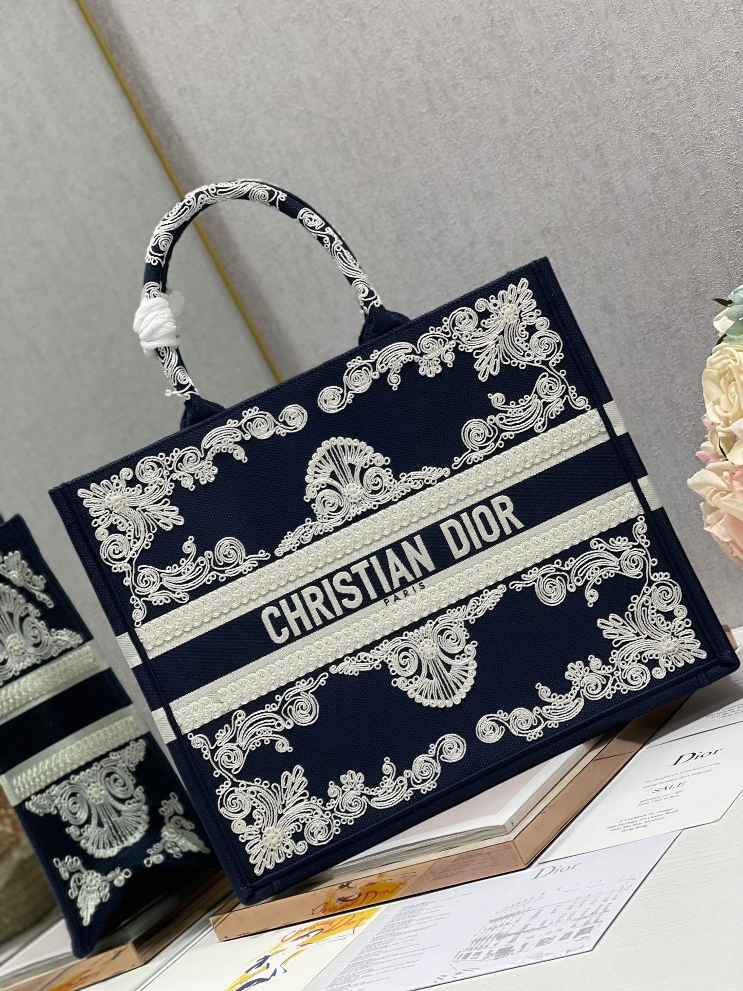 Christina Dior Book Tote Bag 41cm Black