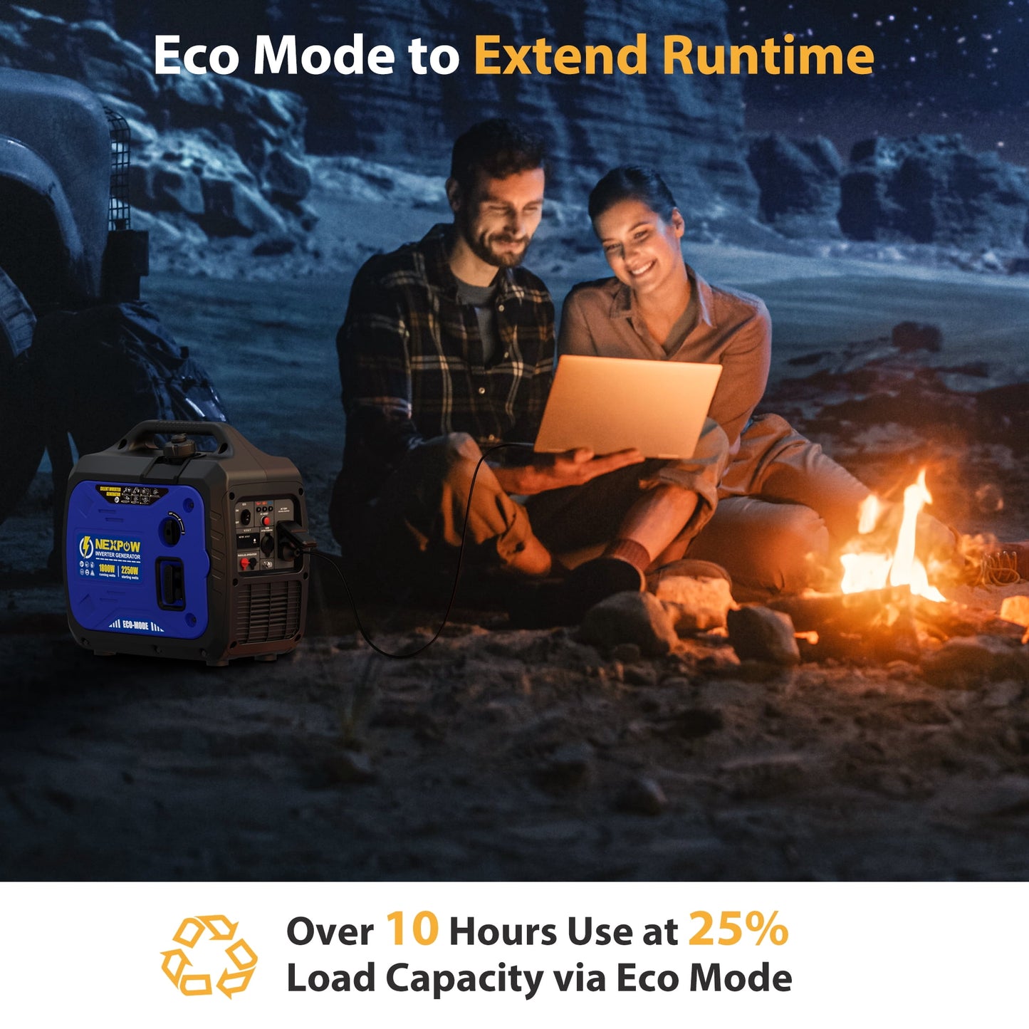 NEXPOW 2250W Portable Inverter Generator, Gasoline Power Quiet Lightweight for Backup Home & Camping, Eco-Mode Feature, Parallel Capability, EPA Compliant