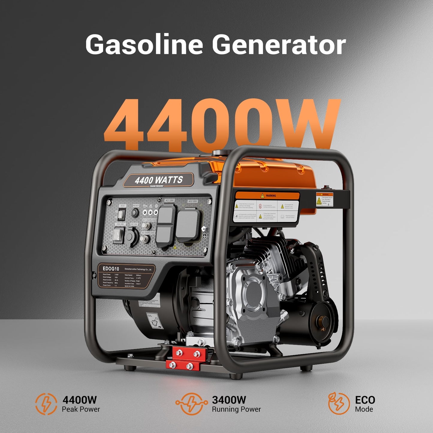 Efurden 4400-Watt Portable Inverter Generator, Gas Powered Generator for Emergency Home Backup, Outdoor Camping, RV Ready, EPA Compliant