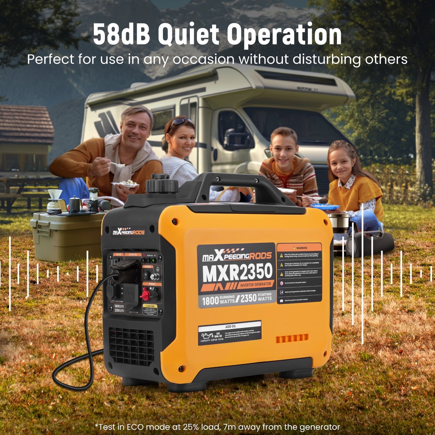 Maxpeedingrods 2350W Portable Generator, Gasoline Powered, Quiet Home RV Power Supply, Ultralight Inverter Generator