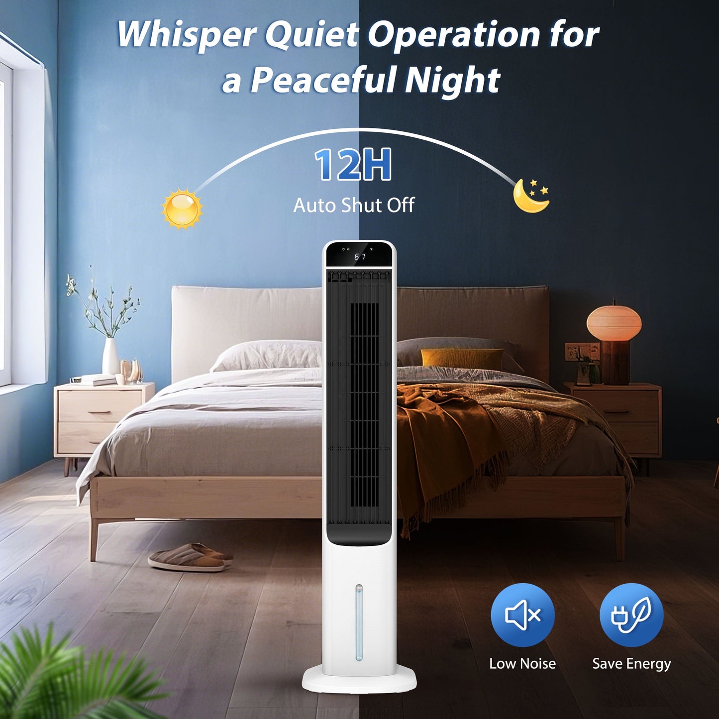 LifePlus Evaporative Air Cooler Tower Fan Portable Air Conditioners Indoor 3-in-1 Humidifier 41.5"