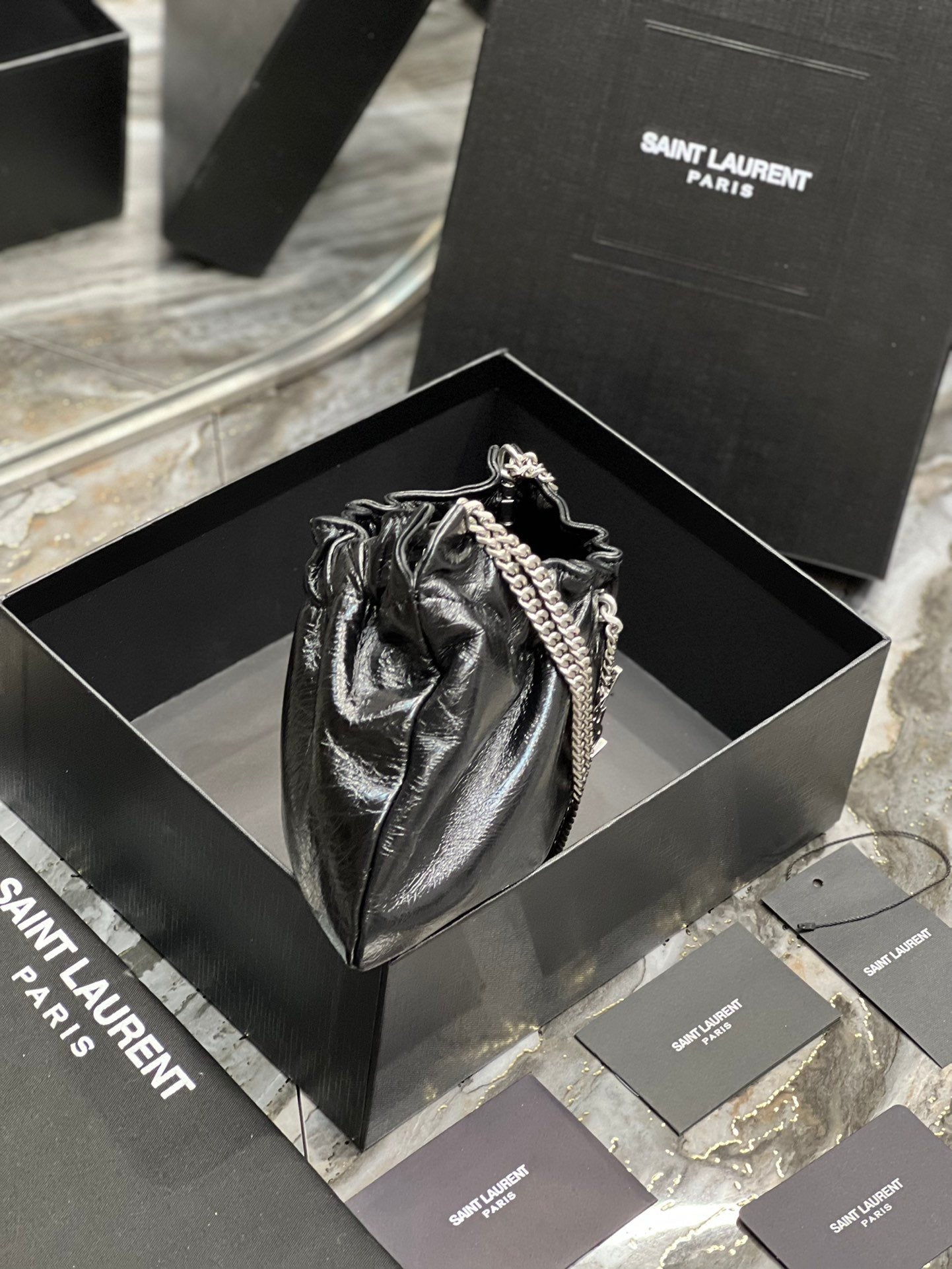 Saint Laurent Paris Mini Bag With Silver Hardware 24cm