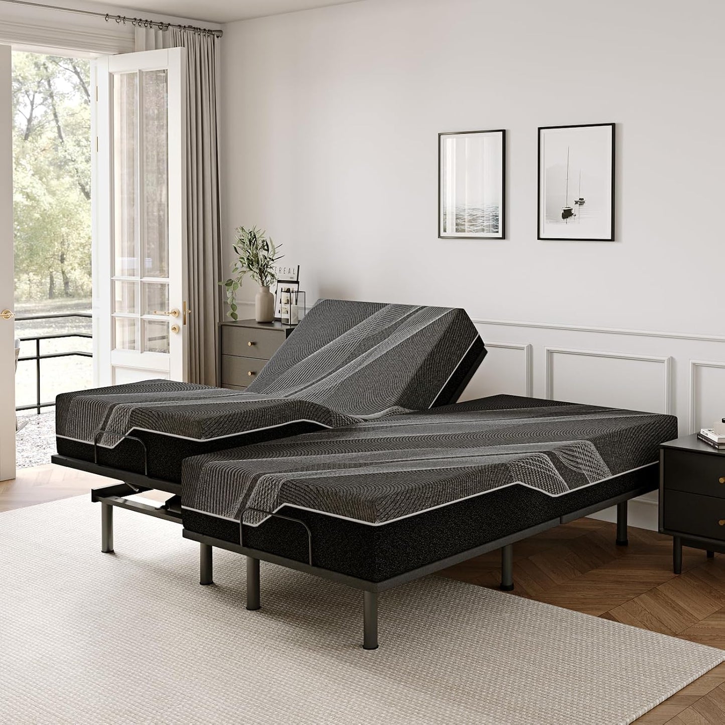 Dyonery Twin XL Adjustable Bed with 12" Gel Memory Foam Mattress