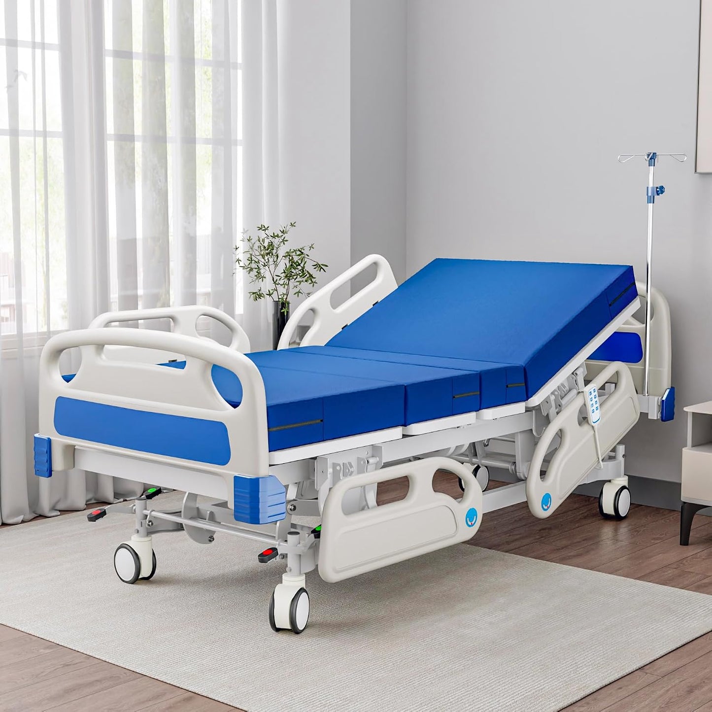5-Function Full Electric Hospital Bed with 4.7" Foam Mattress