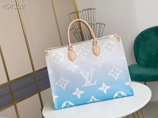 Louis Vuitton OnTheGo GM Bag 25cm Monogram Canvas Spring/Summer Collection M57639 Light Blue