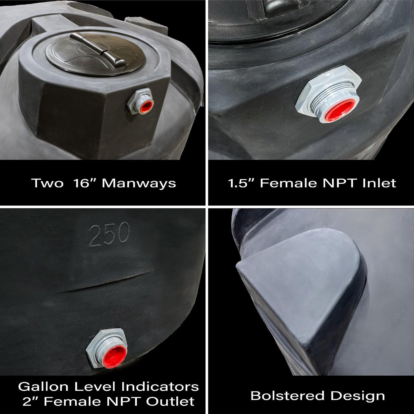 2500 Gallon Vertical Plastic Water Storage Tank