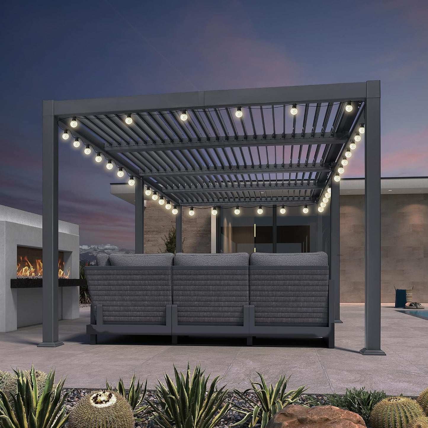 PURPLE LEAF 11.5' x 15' Louvered Aluminum Pergola with Adjustable Roof