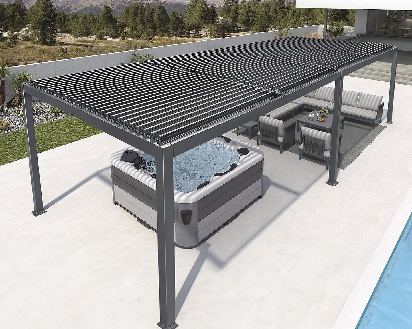 PURPLE LEAF 11.5' x 15' Louvered Aluminum Pergola with Adjustable Roof