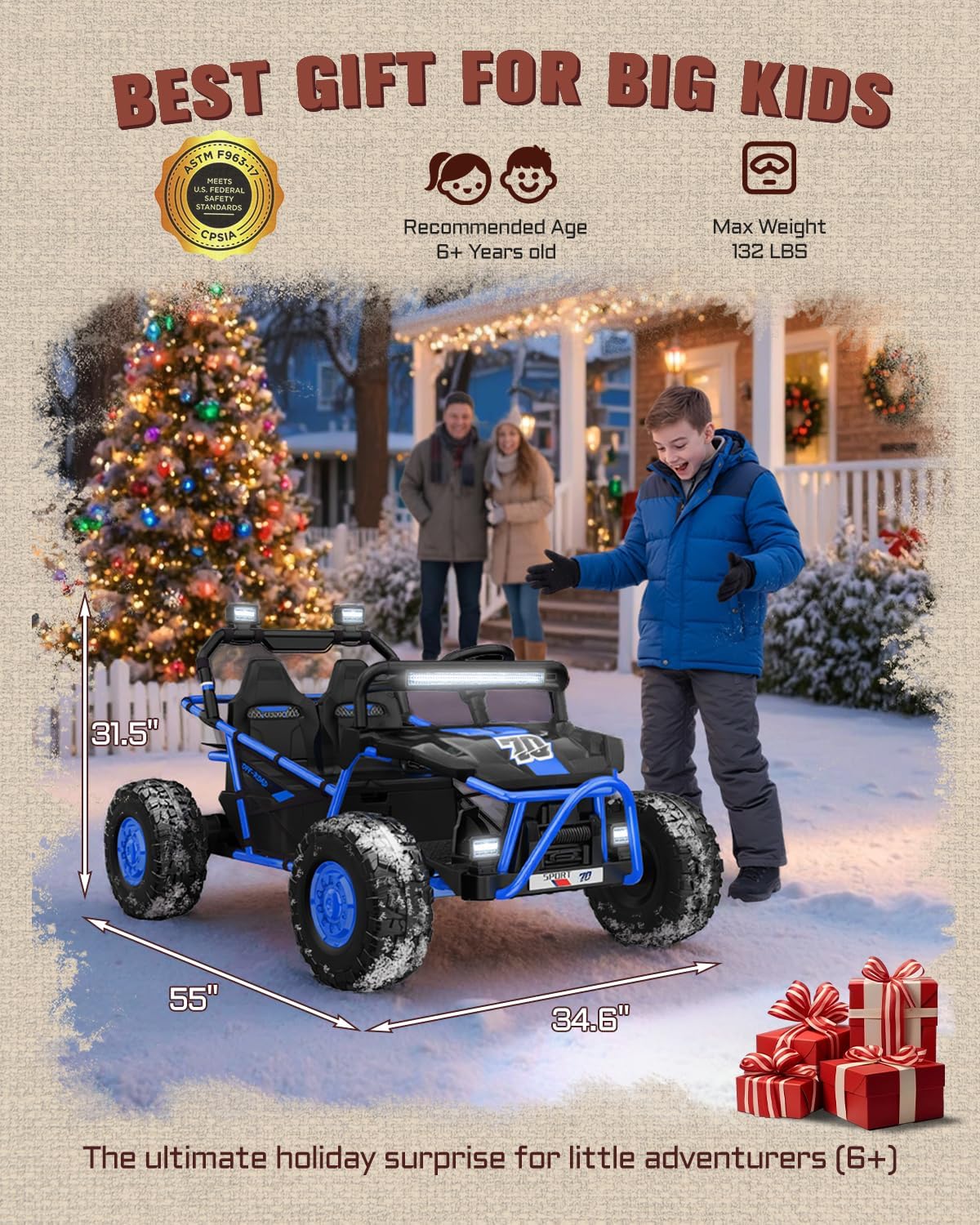 First Ride On 36V 2-Seater Kids Electric UTV Ride-On Car, 400W
