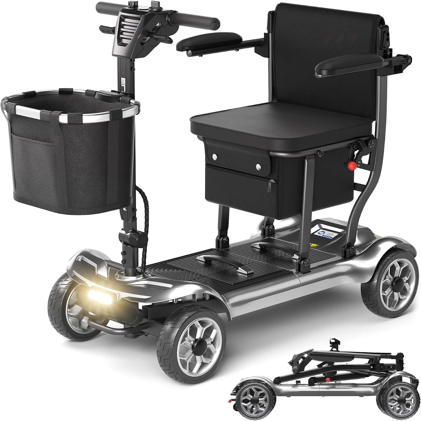 Lightweight Foldable Mobility Scooter with 12.4-Mile Range – Blue