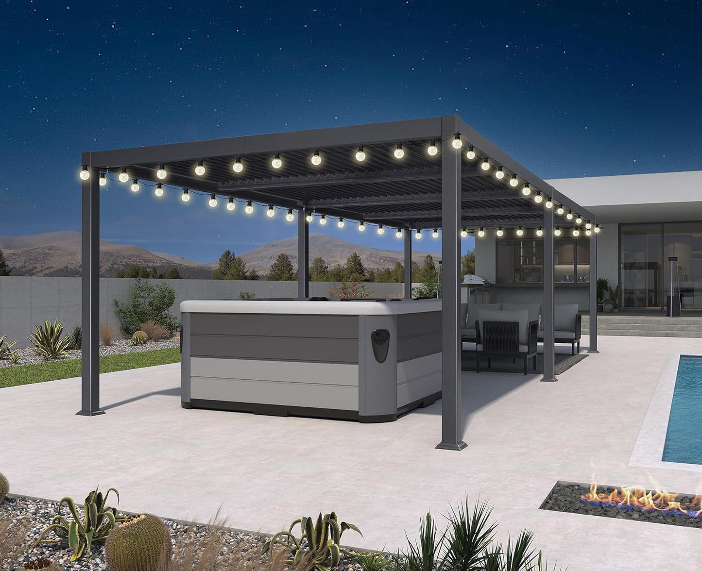 PURPLE LEAF 11.5' x 15' Louvered Aluminum Pergola with Adjustable Roof