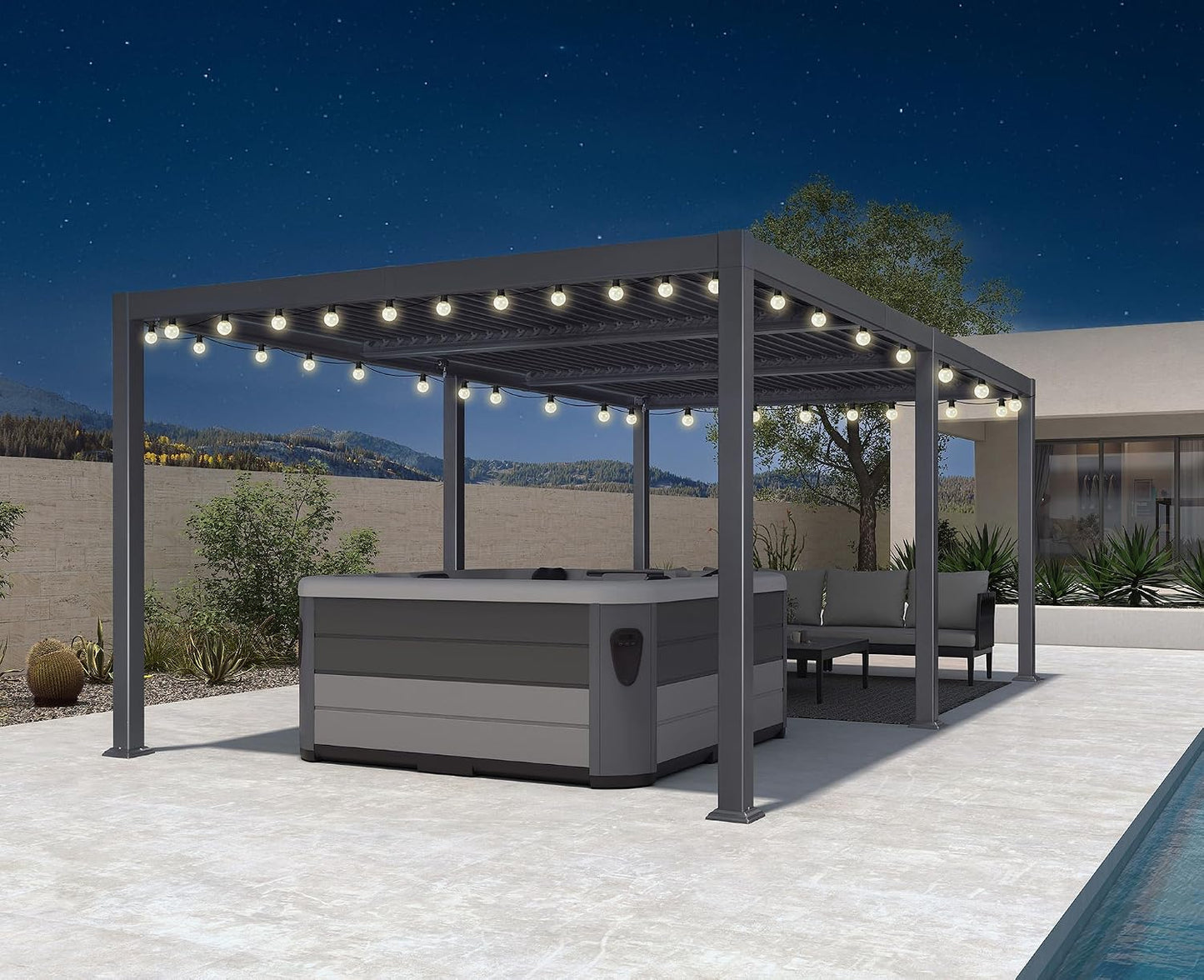PURPLE LEAF 11.5' x 15' Louvered Aluminum Pergola with Adjustable Roof
