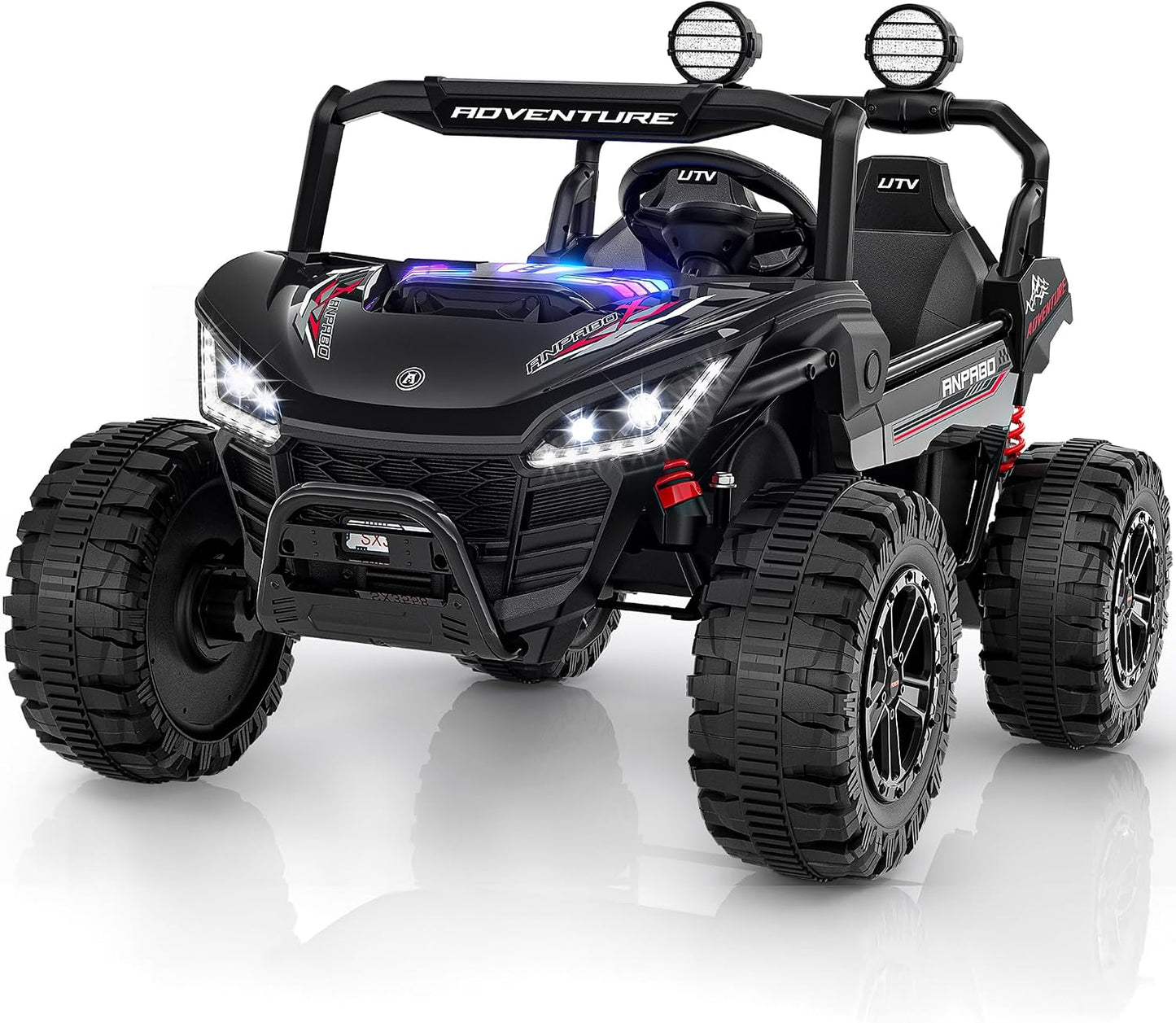 ANPABO 24V 2-Seater Kids Electric Ride-On Car with Remote, Black