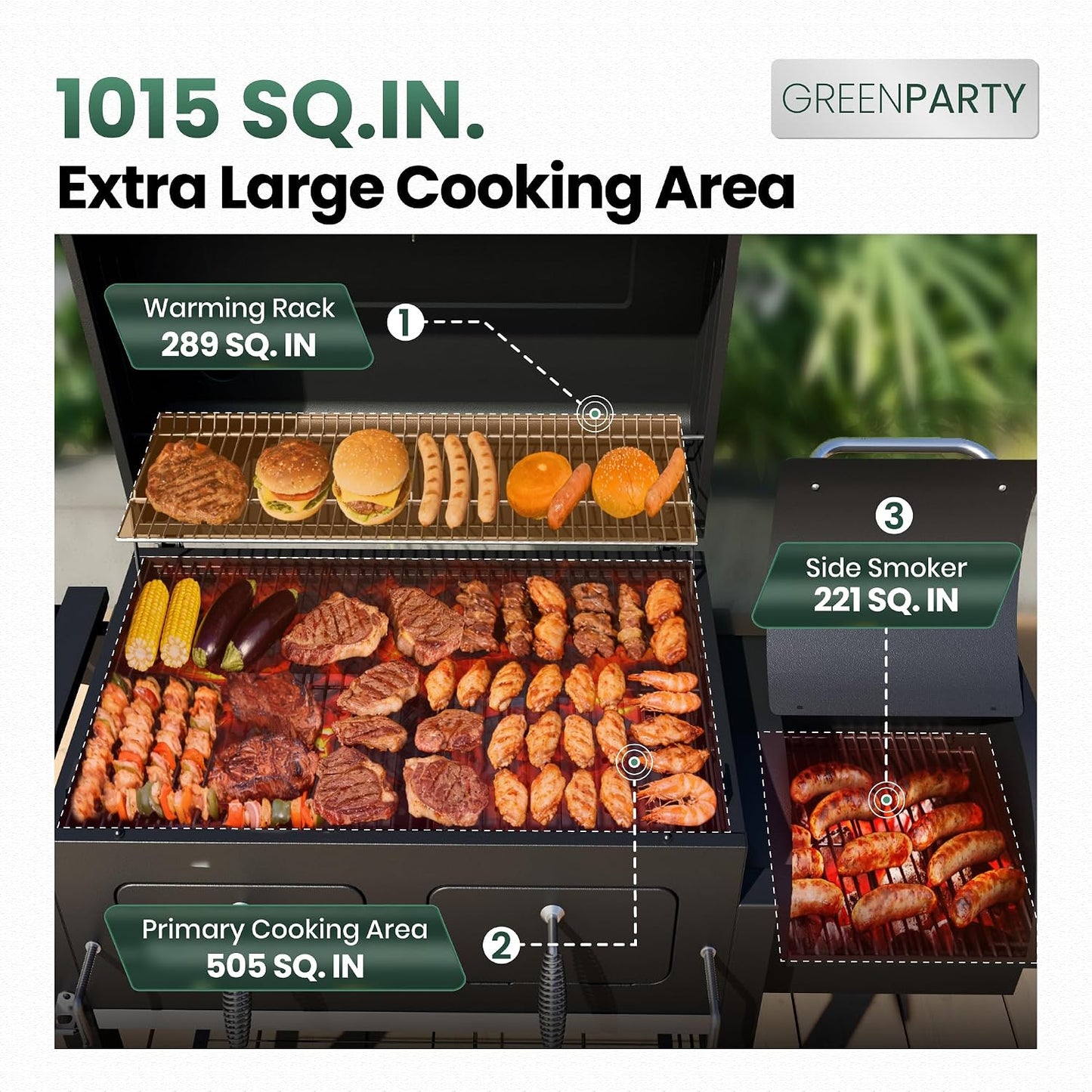 30-Inch Charcoal BBQ Grill and Offset Smoker
