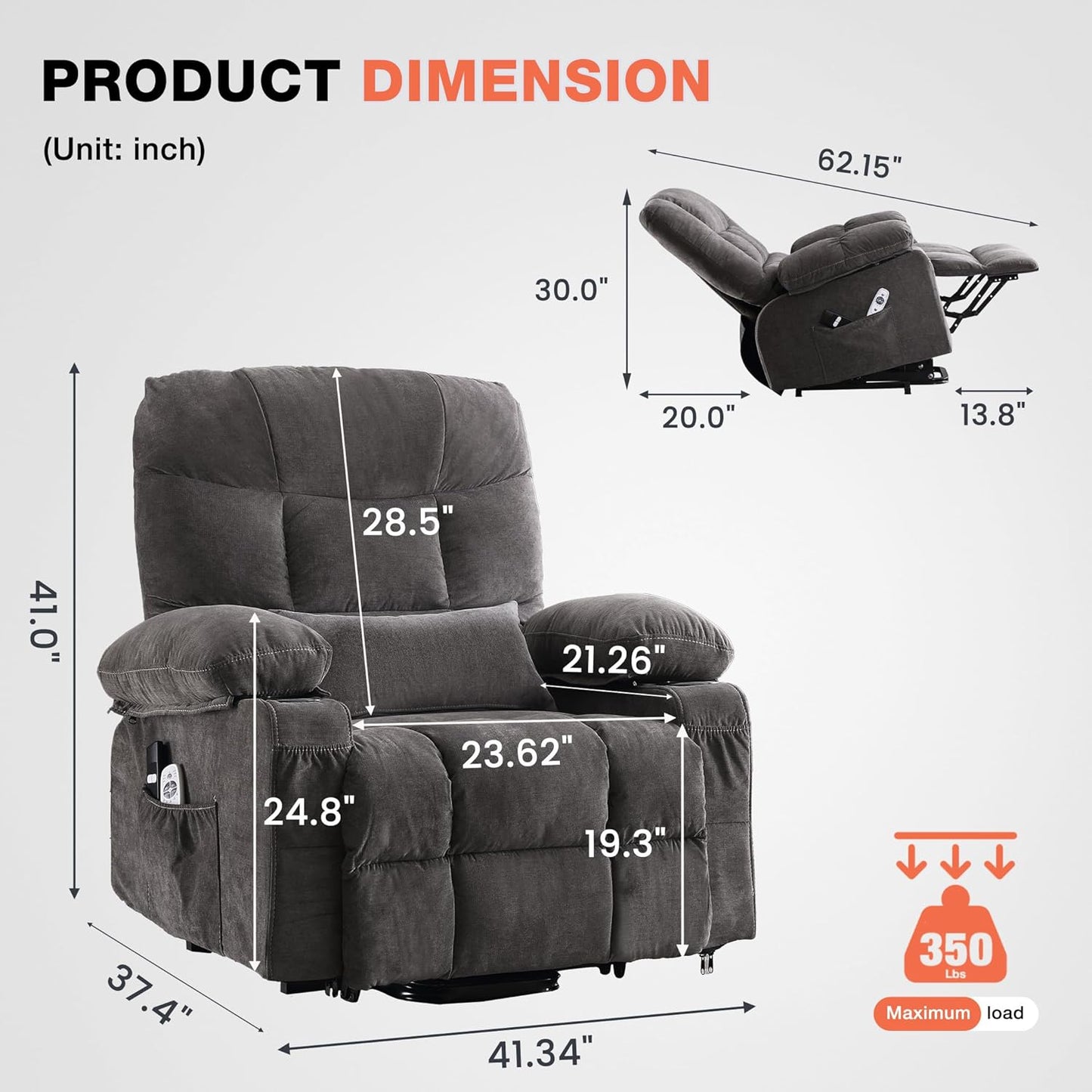 MAHOMICO Power Lift Recliner Chair with Massage & Heat