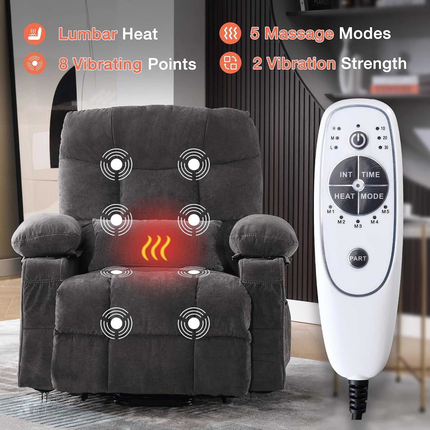 MAHOMICO Power Lift Recliner Chair with Massage & Heat