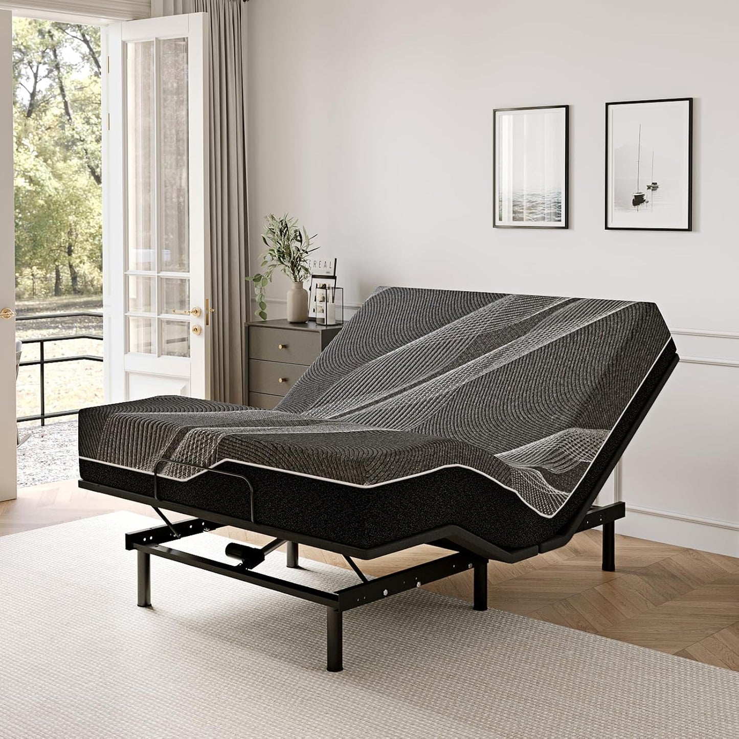 Dyonery Twin XL Adjustable Bed with 12" Gel Memory Foam Mattress