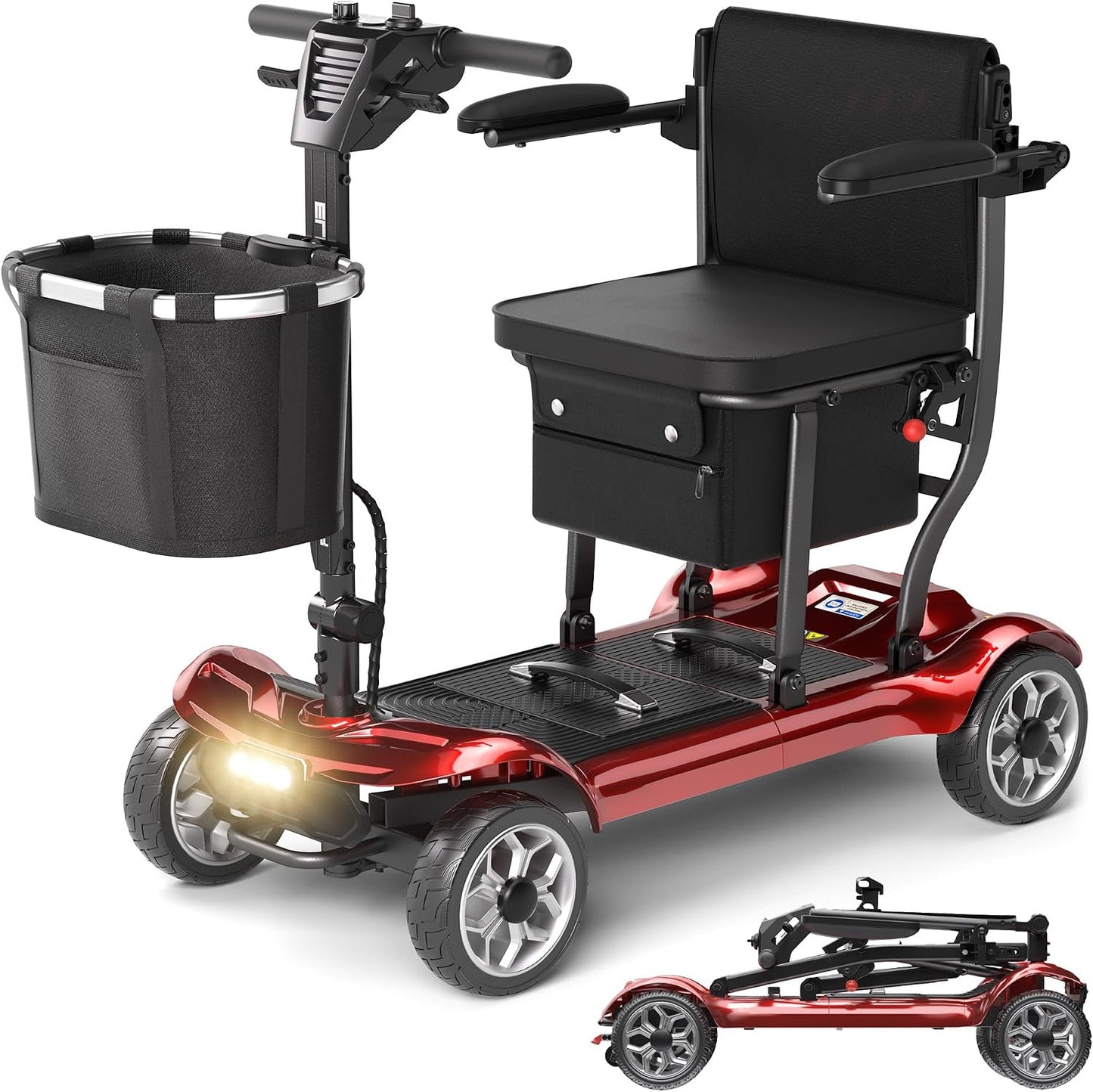 Lightweight Foldable Mobility Scooter with 12.4-Mile Range – Blue