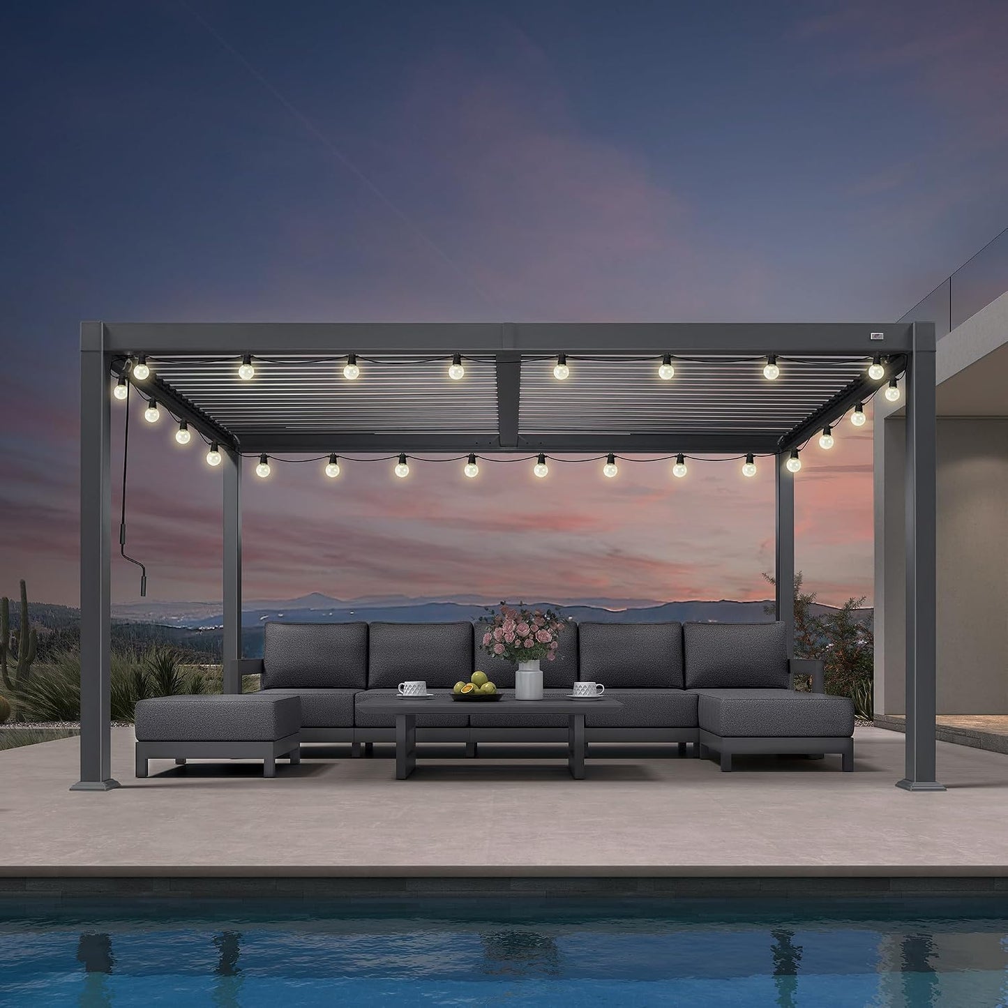 PURPLE LEAF 11.5' x 15' Louvered Aluminum Pergola with Adjustable Roof