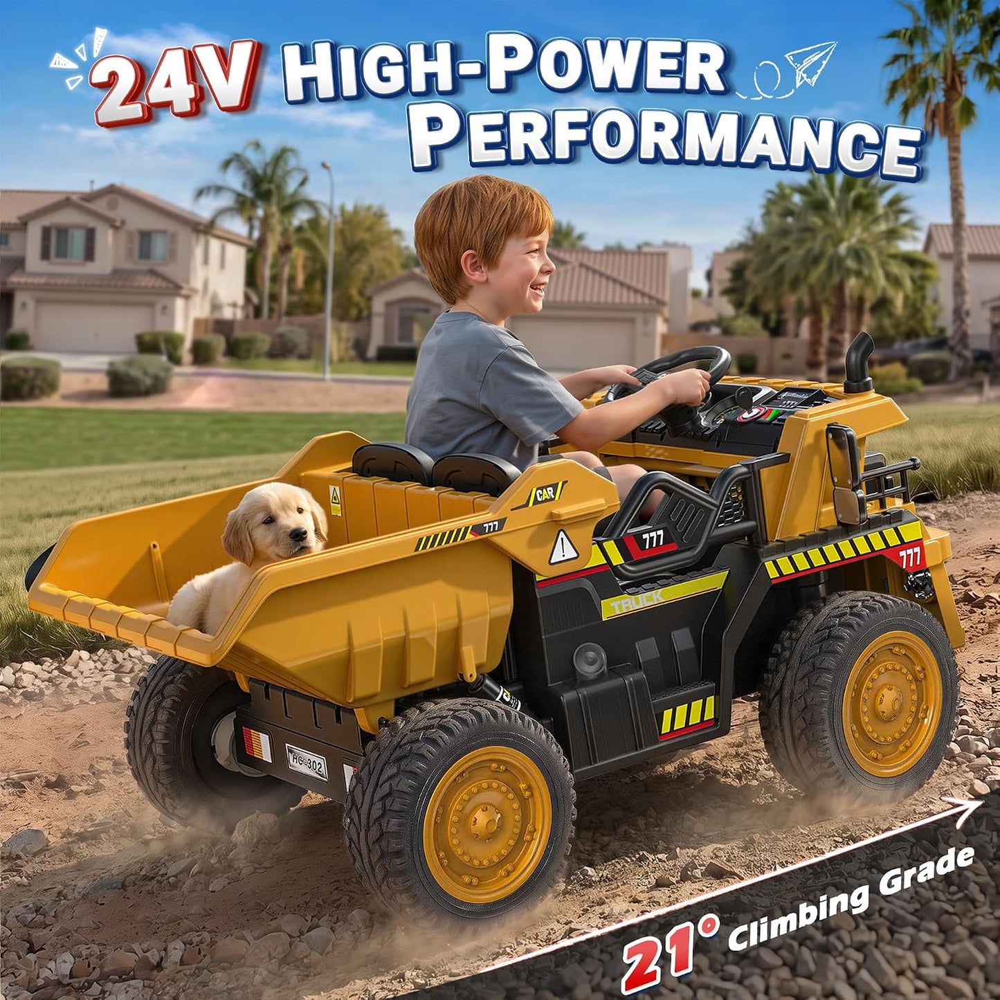 ANPABO 24V 2-Seater Kids Ride-On Dump Truck with Remote