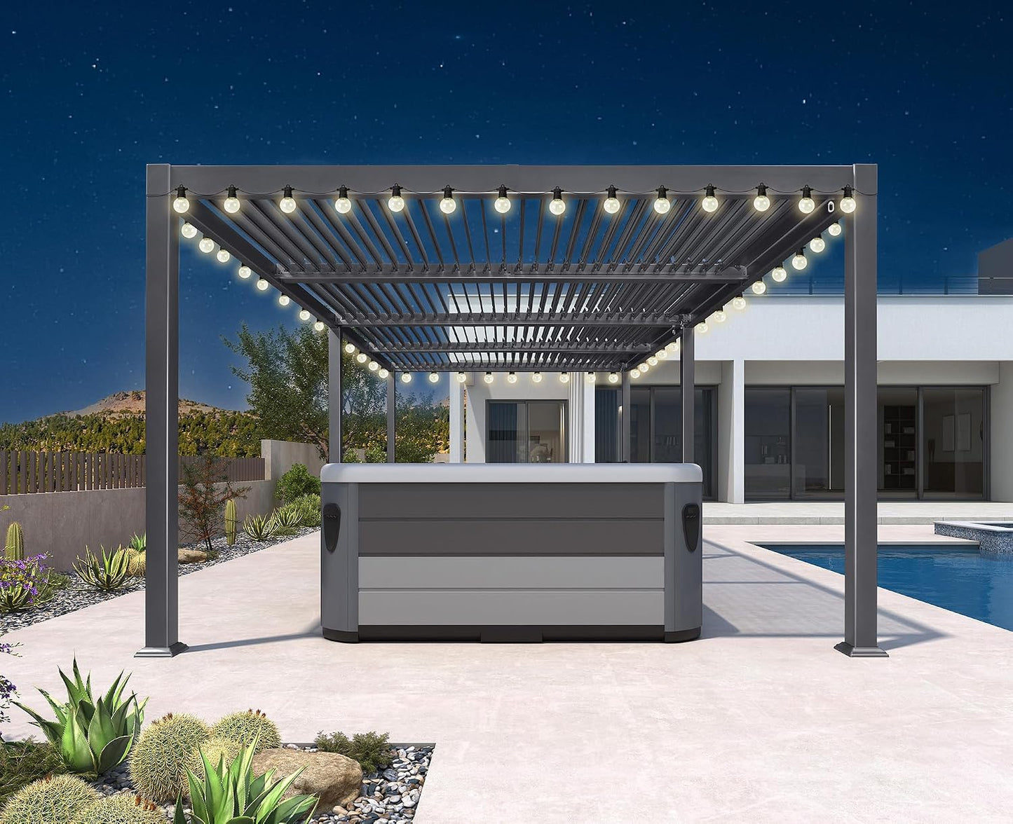 PURPLE LEAF 11.5' x 15' Louvered Aluminum Pergola with Adjustable Roof