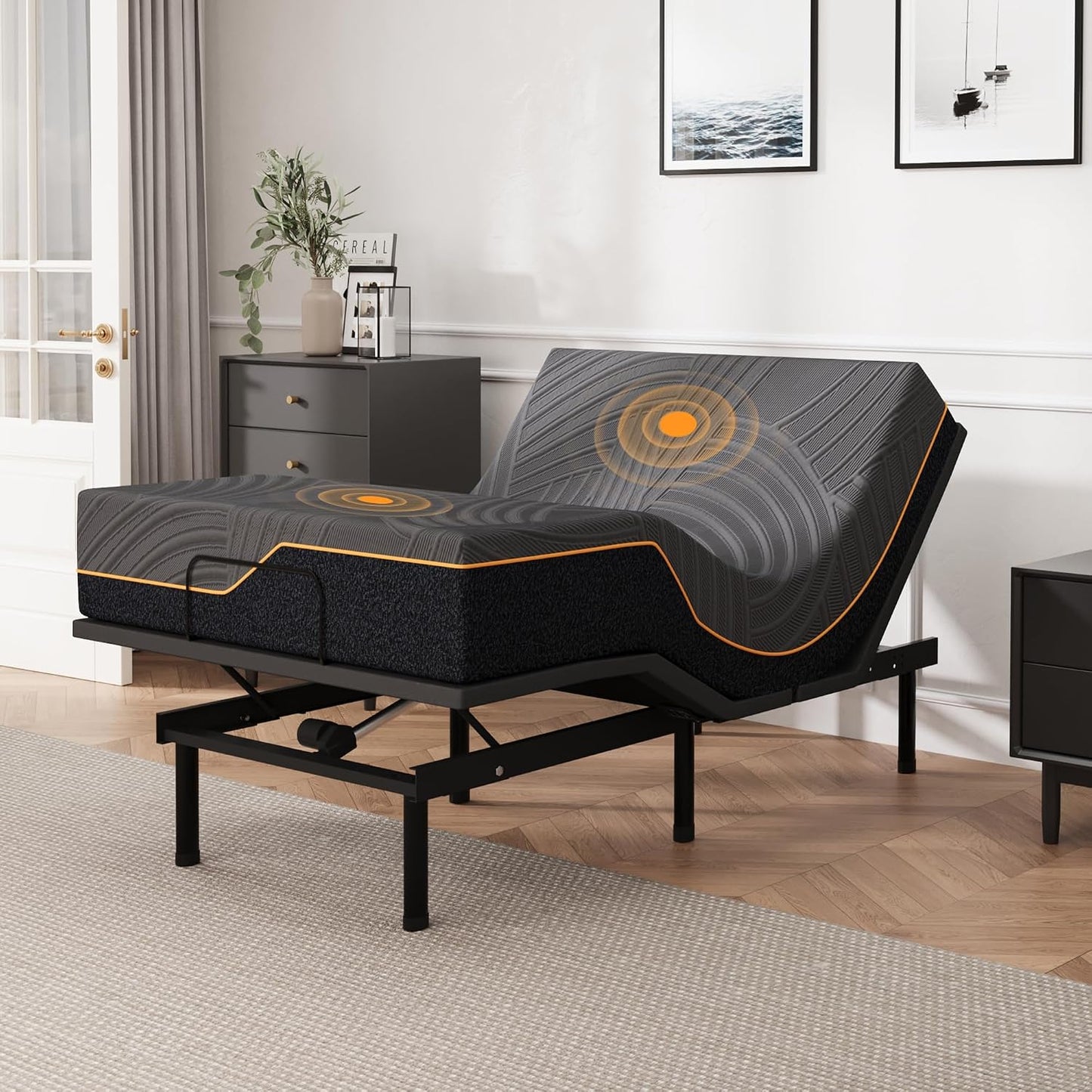 Dyonery Twin XL Adjustable Bed with 12" Gel Memory Foam Mattress