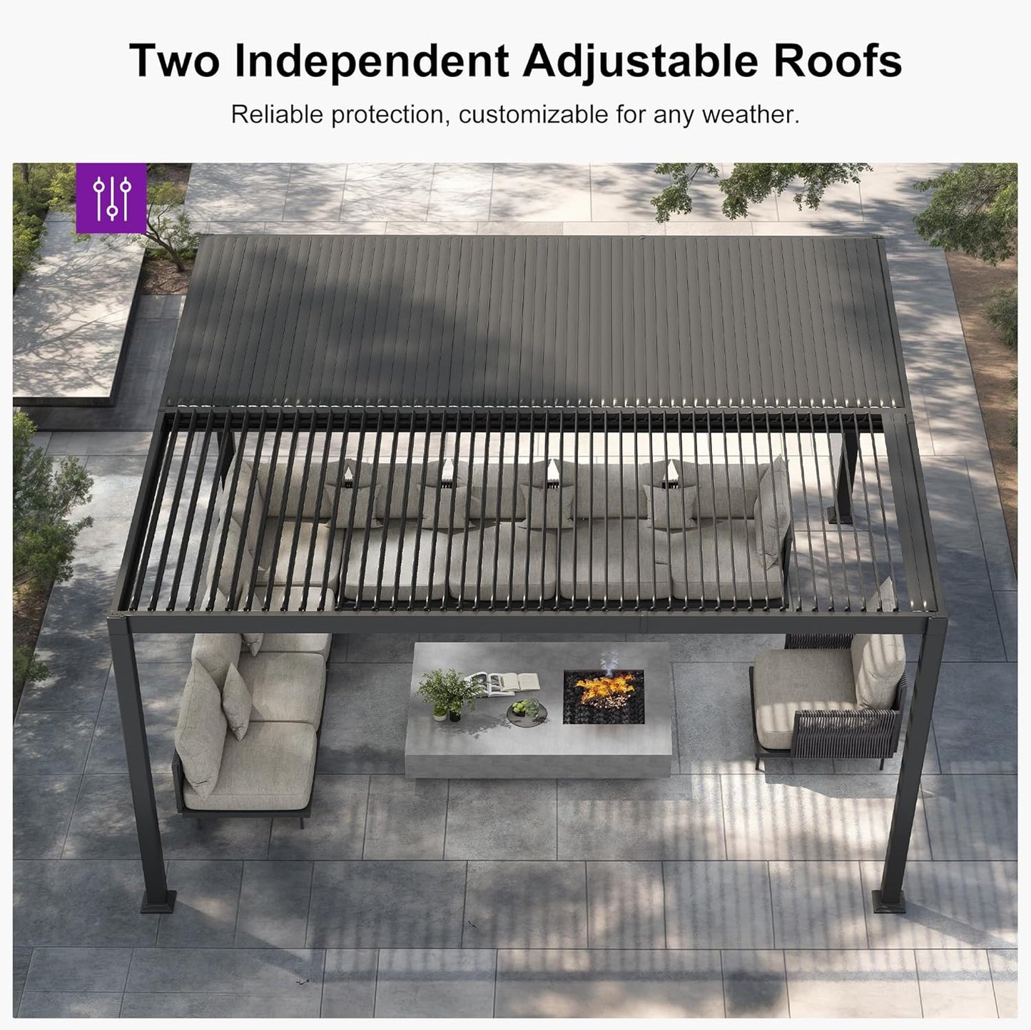PURPLE LEAF 11.5' x 15' Louvered Aluminum Pergola with Adjustable Roof