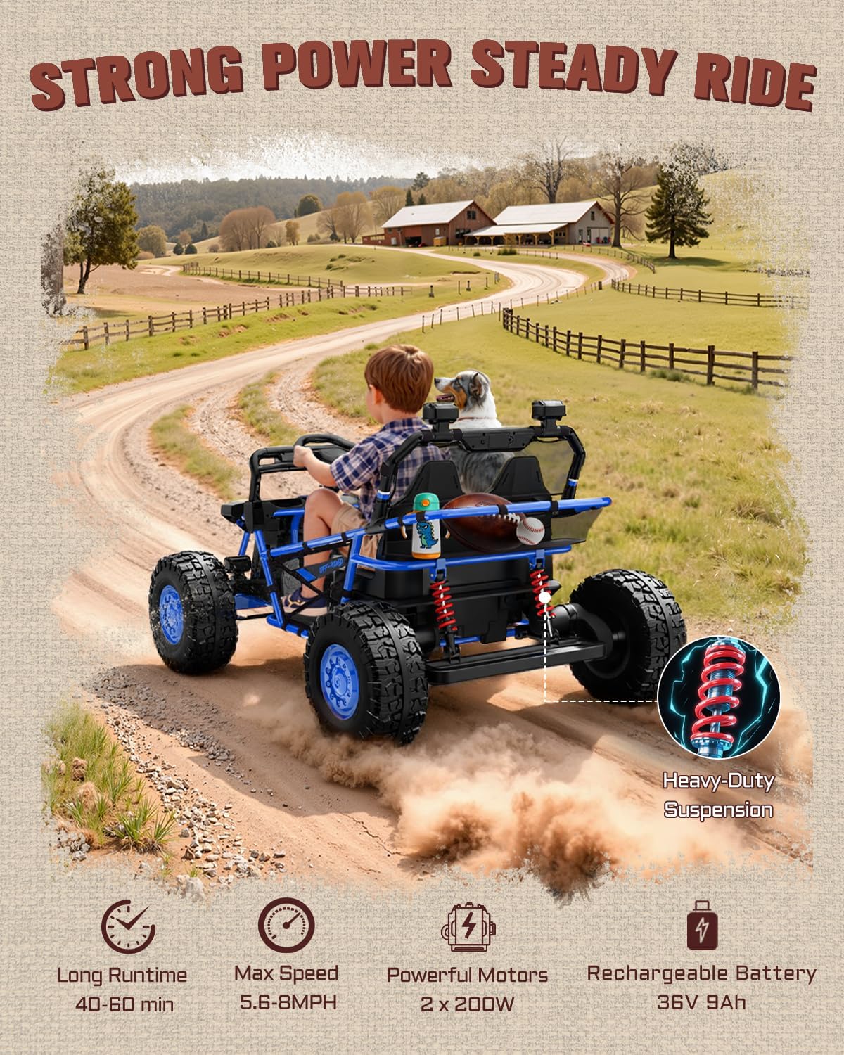 First Ride On 36V 2-Seater Kids Electric UTV Ride-On Car, 400W