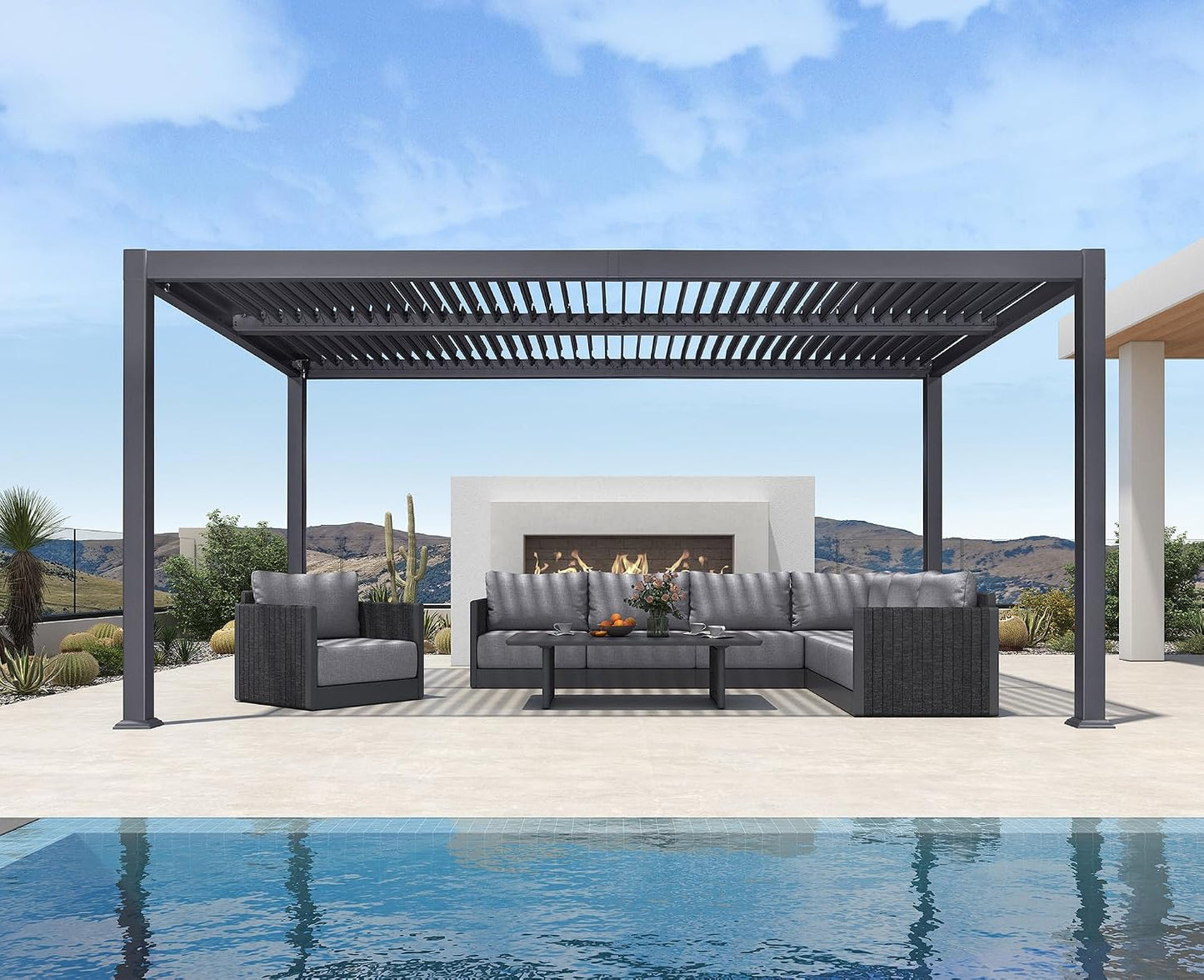 PURPLE LEAF 11.5' x 15' Louvered Aluminum Pergola with Adjustable Roof