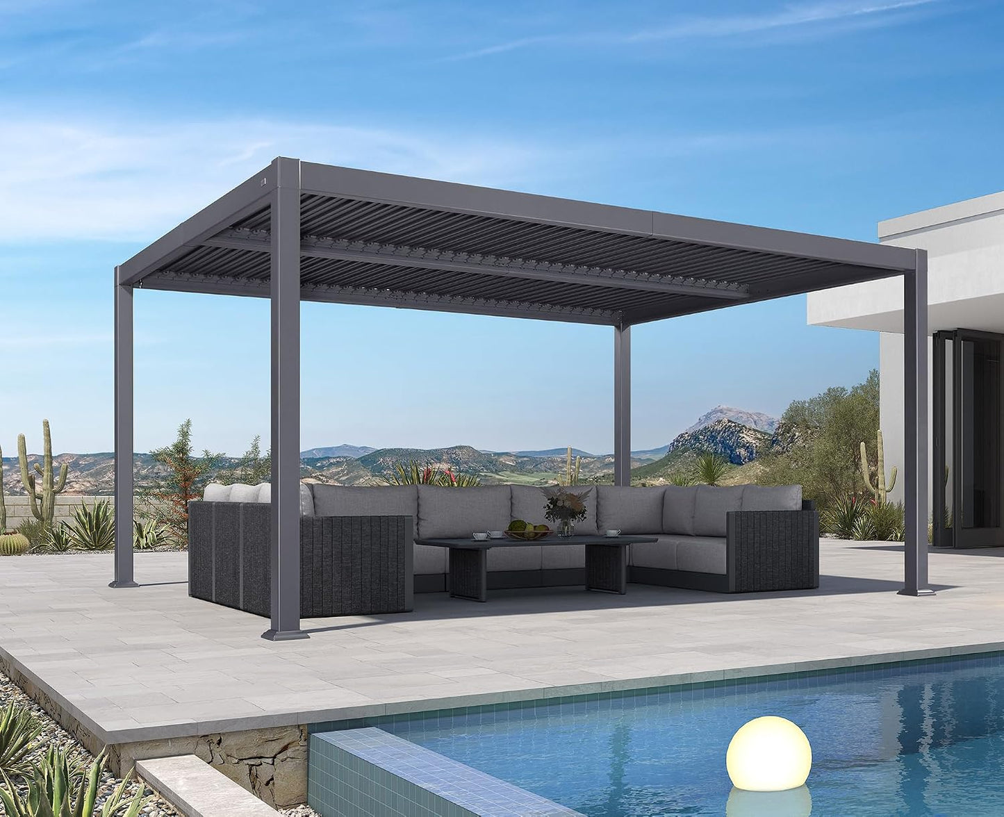 PURPLE LEAF 11.5' x 15' Louvered Aluminum Pergola with Adjustable Roof