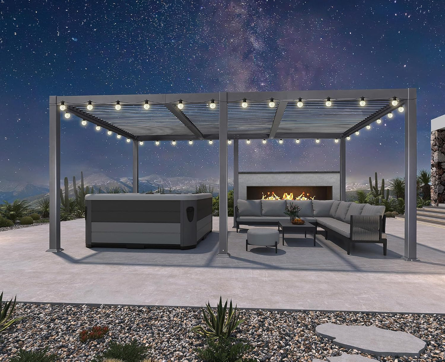 PURPLE LEAF 11.5' x 15' Louvered Aluminum Pergola with Adjustable Roof