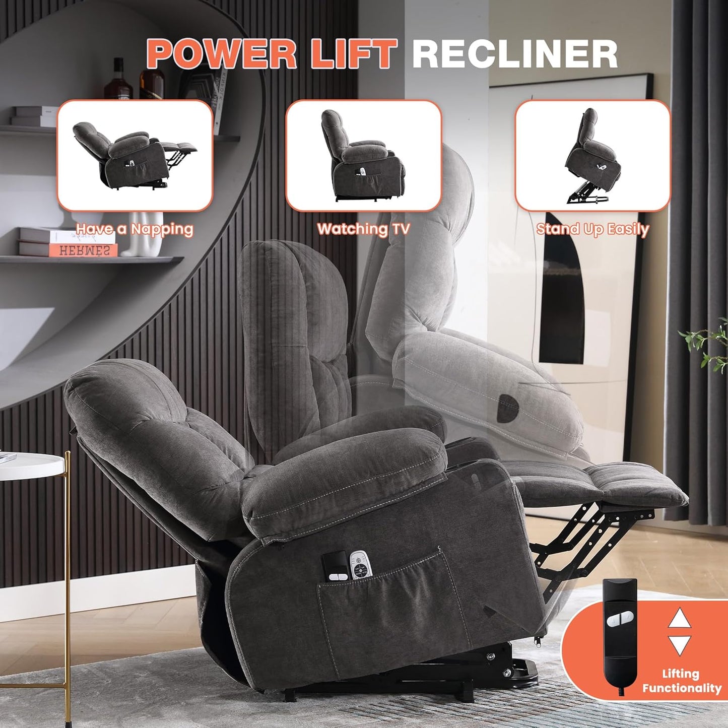 MAHOMICO Power Lift Recliner Chair with Massage & Heat