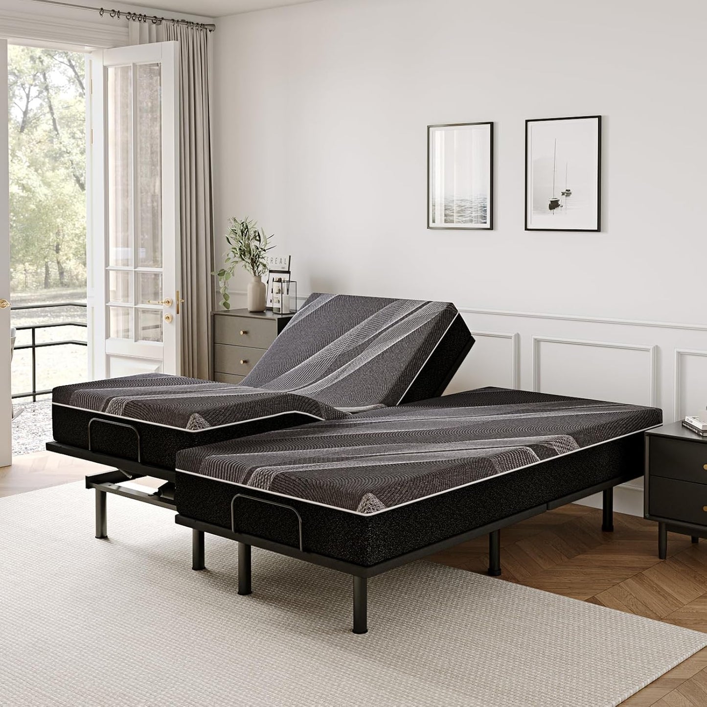 Dyonery Twin XL Adjustable Bed with 12" Gel Memory Foam Mattress
