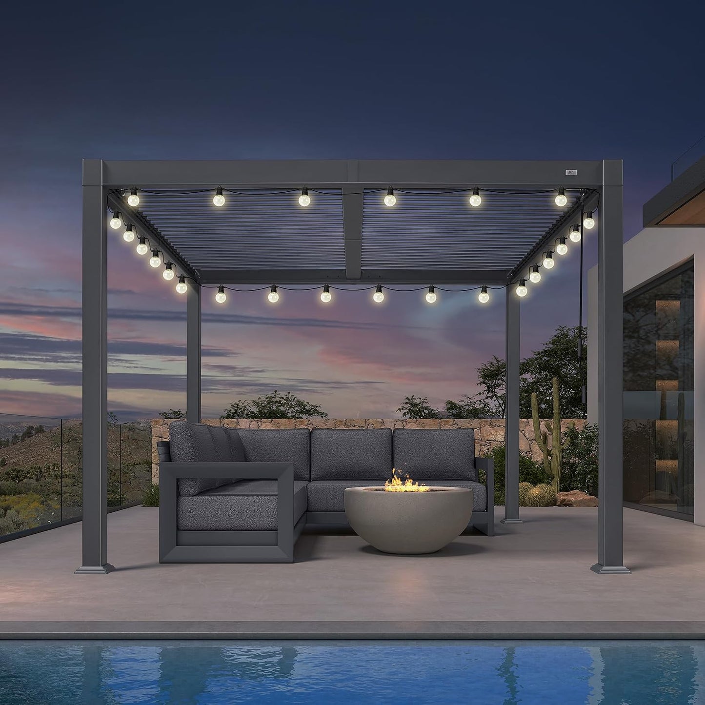 PURPLE LEAF 11.5' x 15' Louvered Aluminum Pergola with Adjustable Roof