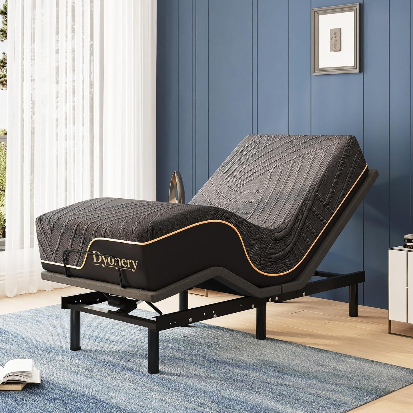 Dyonery Twin XL Adjustable Bed with 12" Gel Memory Foam Mattress