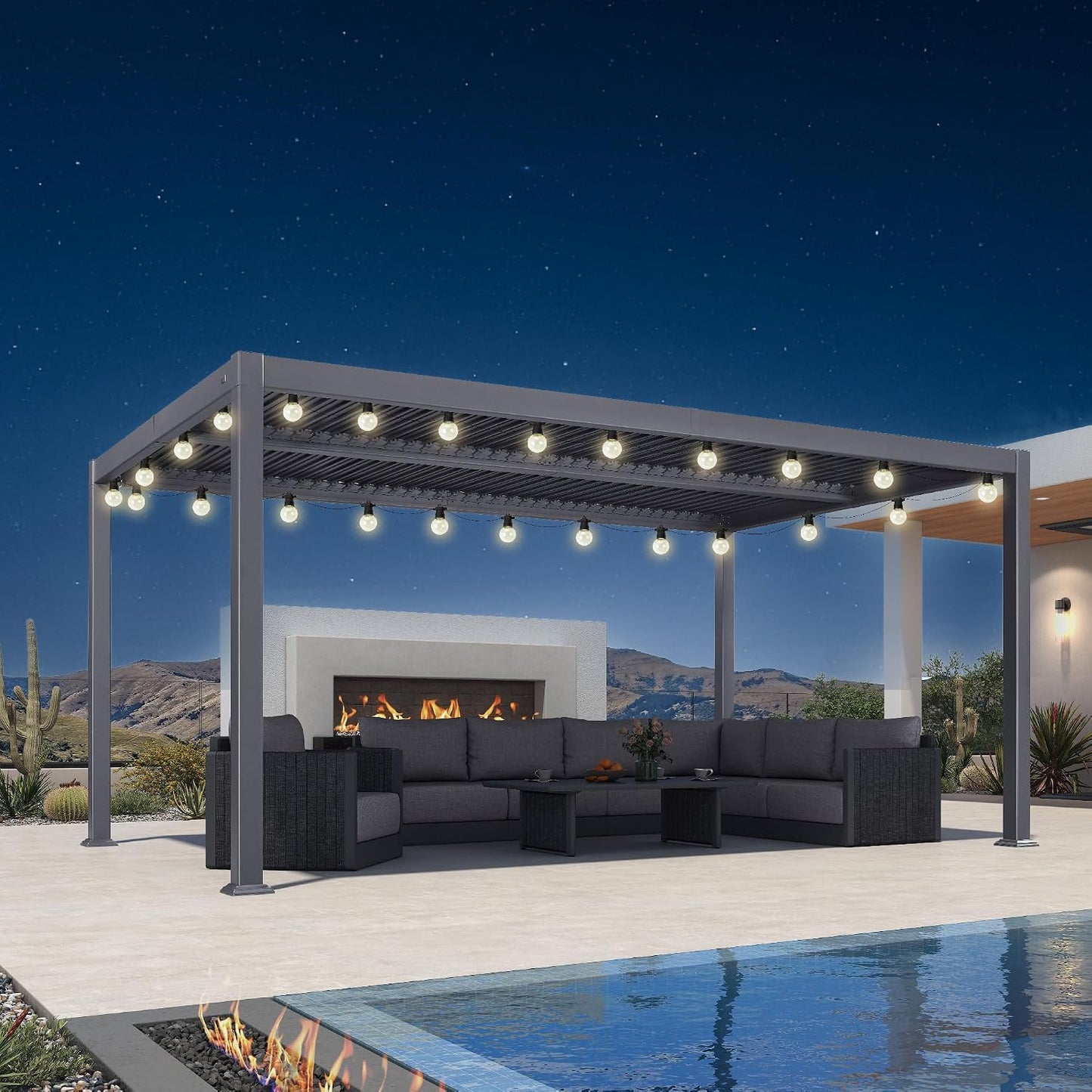 PURPLE LEAF 11.5' x 15' Louvered Aluminum Pergola with Adjustable Roof