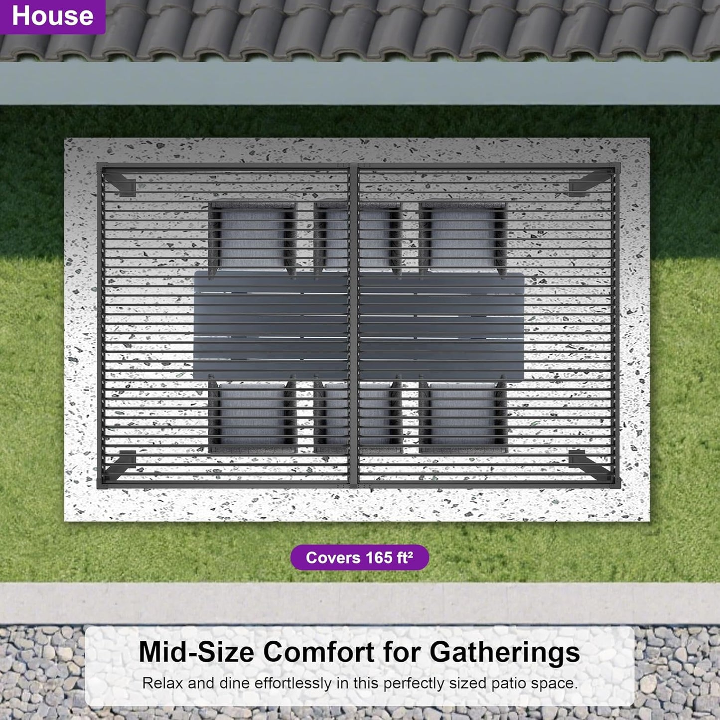 PURPLE LEAF 11.5' x 15' Louvered Aluminum Pergola with Adjustable Roof