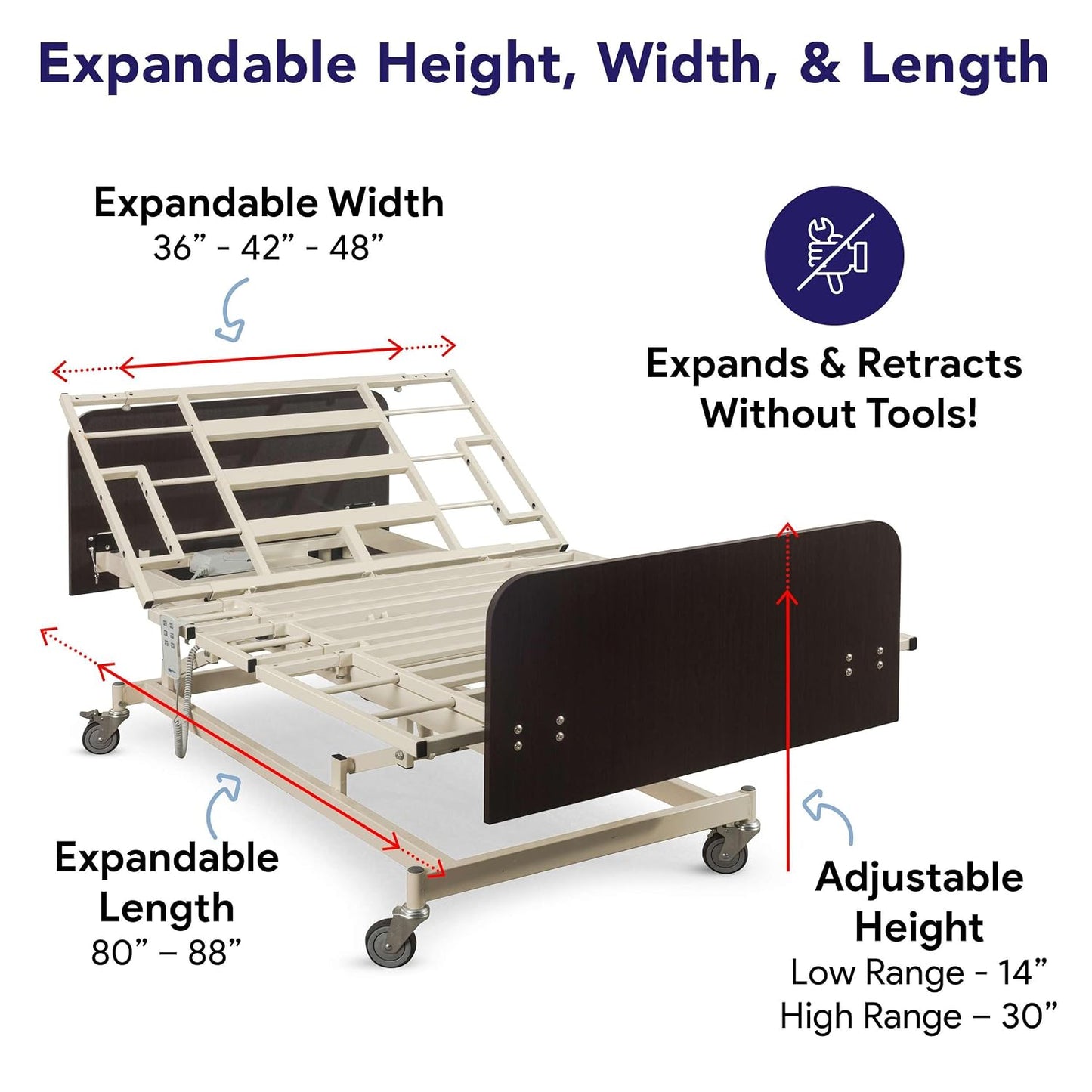 Ultra Wide Full Electric Bariatric Hospital Bed with 48" Mattress