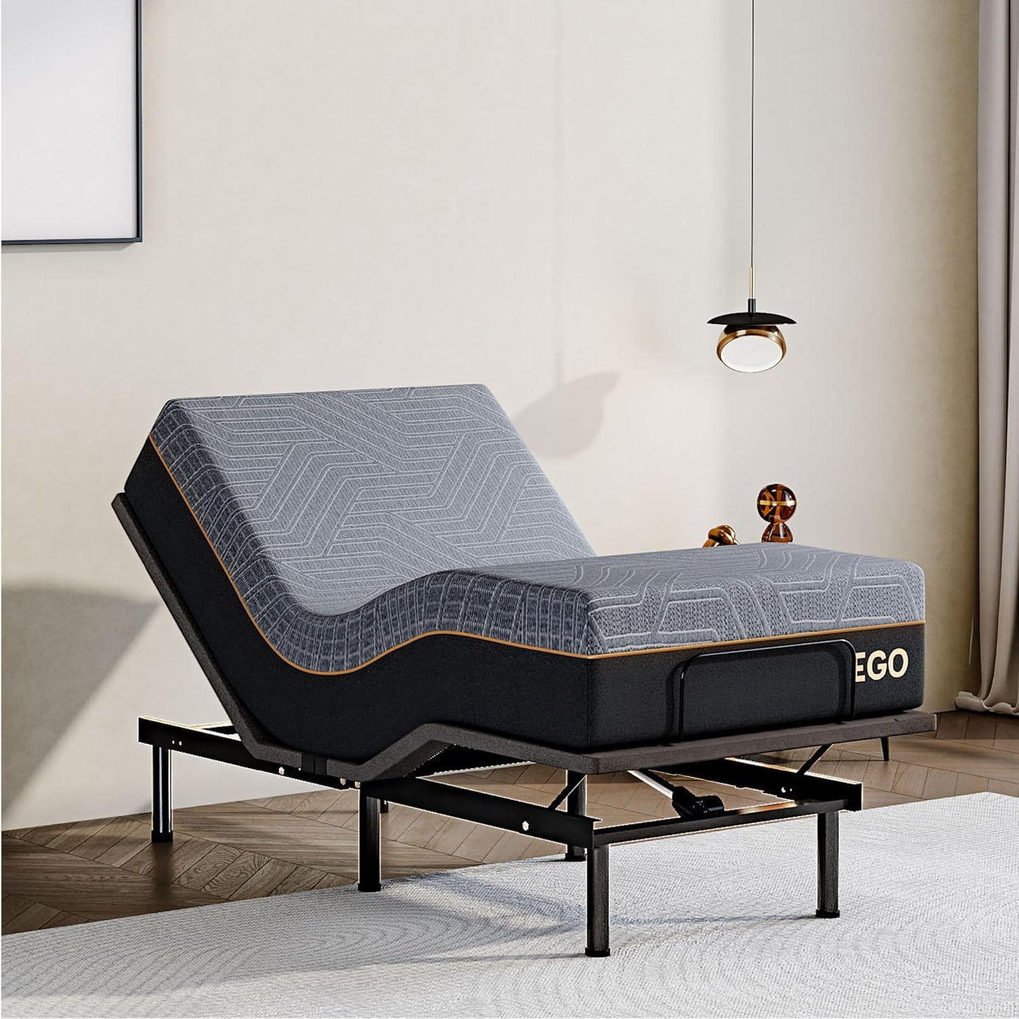 Dyonery Twin XL Adjustable Bed with 12" Gel Memory Foam Mattress
