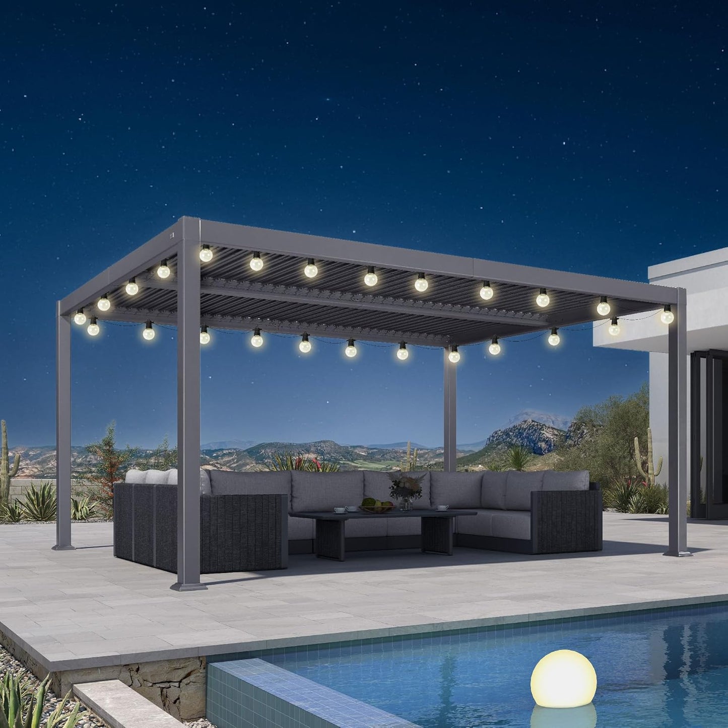PURPLE LEAF 11.5' x 15' Louvered Aluminum Pergola with Adjustable Roof