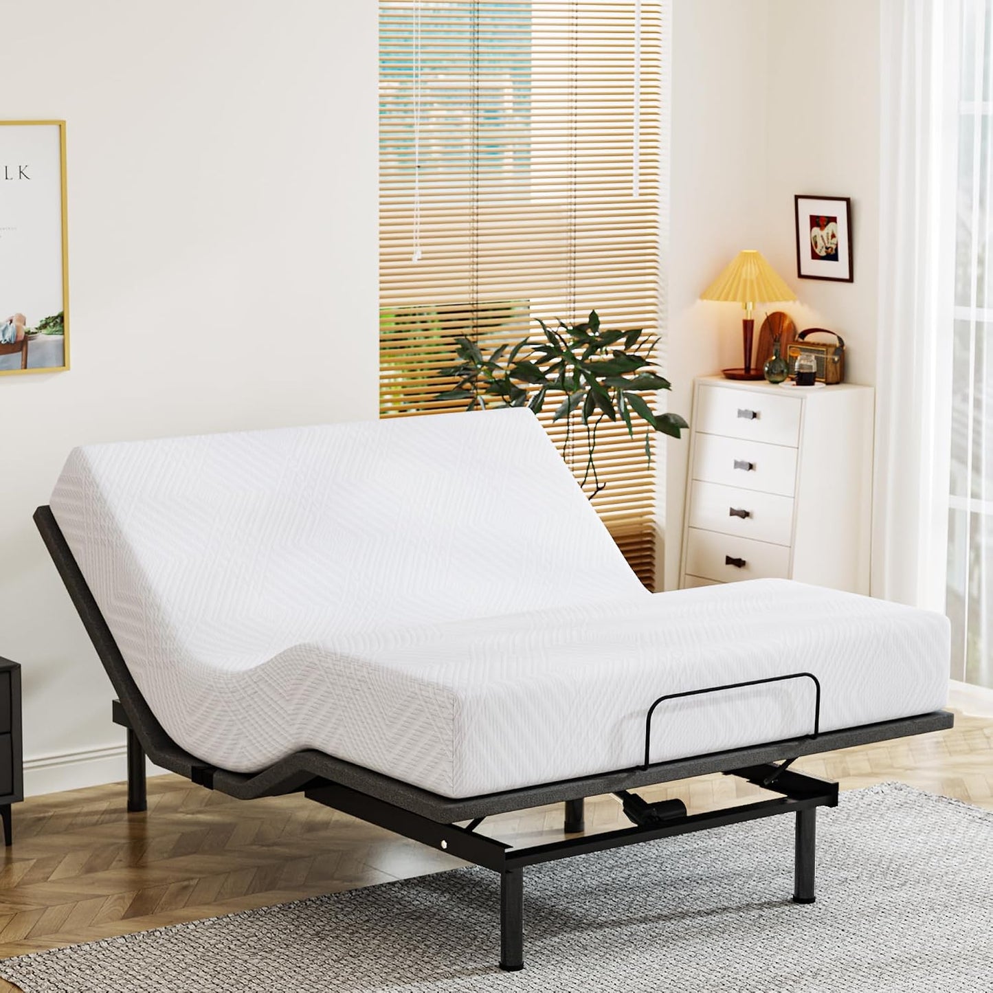Dyonery Twin XL Adjustable Bed with 12" Gel Memory Foam Mattress