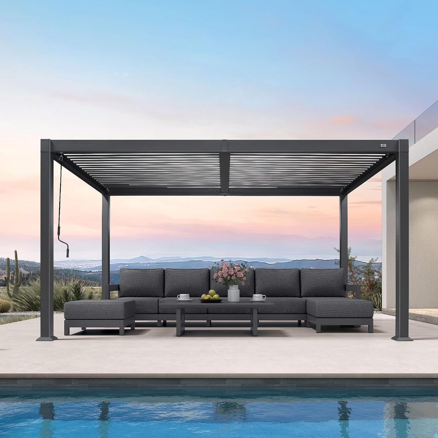 PURPLE LEAF 11.5' x 15' Louvered Aluminum Pergola with Adjustable Roof
