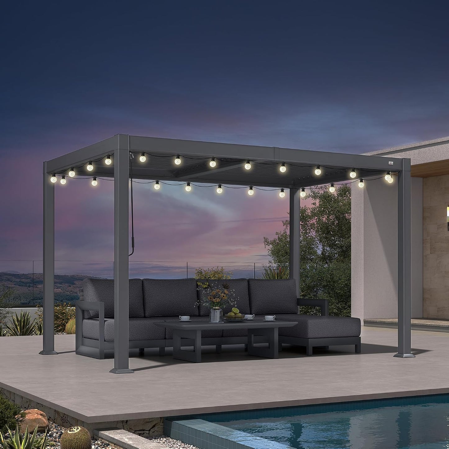 PURPLE LEAF 11.5' x 15' Louvered Aluminum Pergola with Adjustable Roof