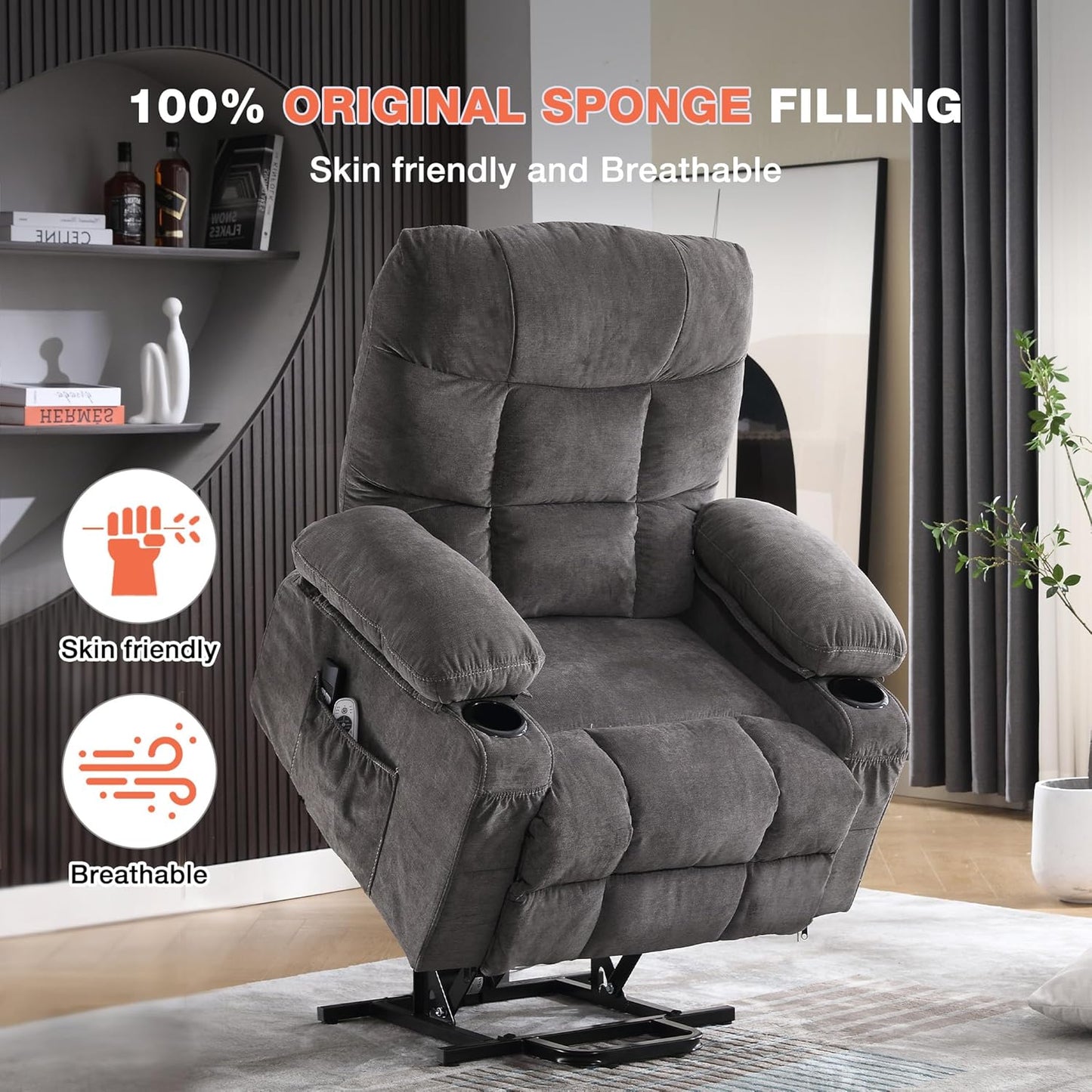 MAHOMICO Power Lift Recliner Chair with Massage & Heat