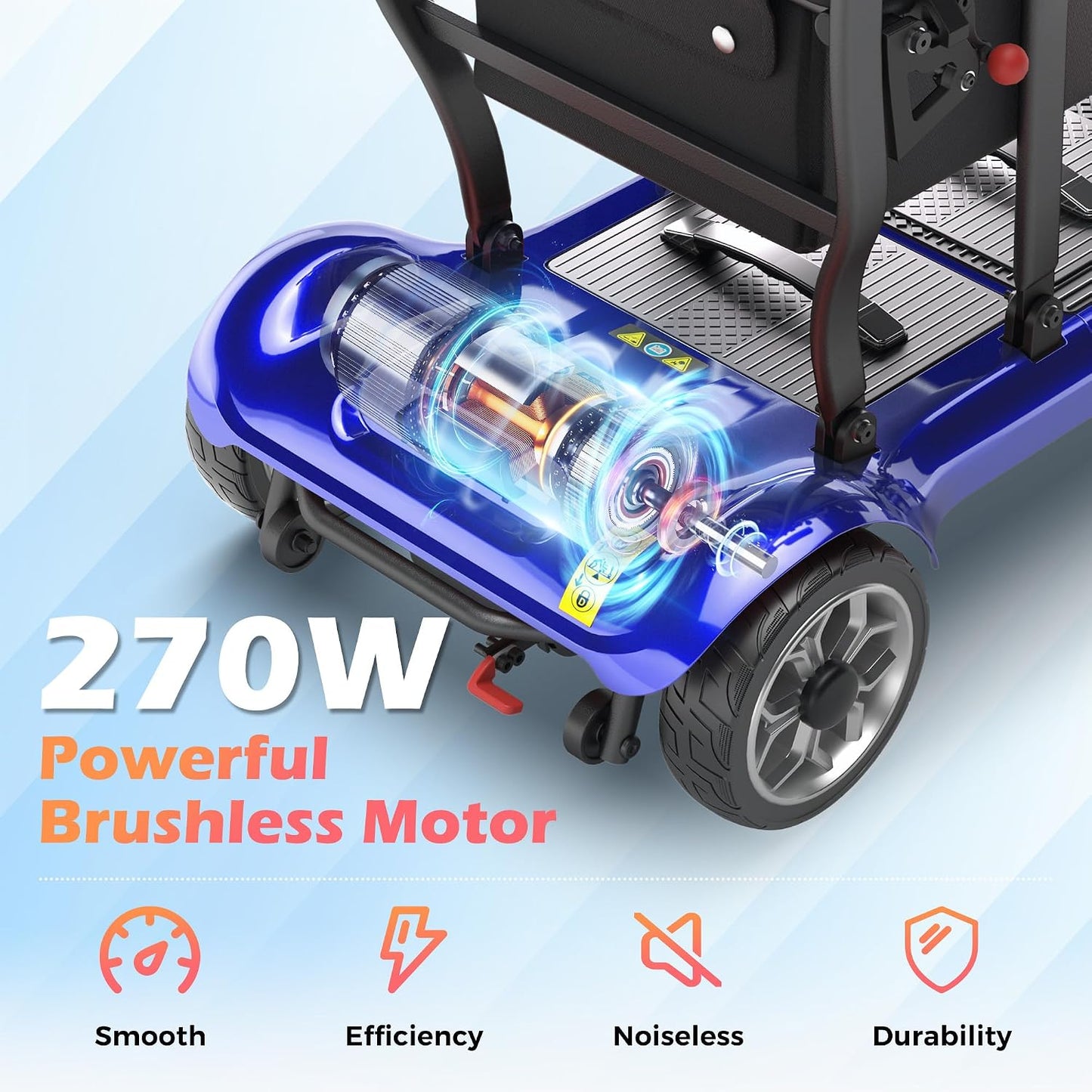 Lightweight Foldable Mobility Scooter with 12.4-Mile Range – Blue