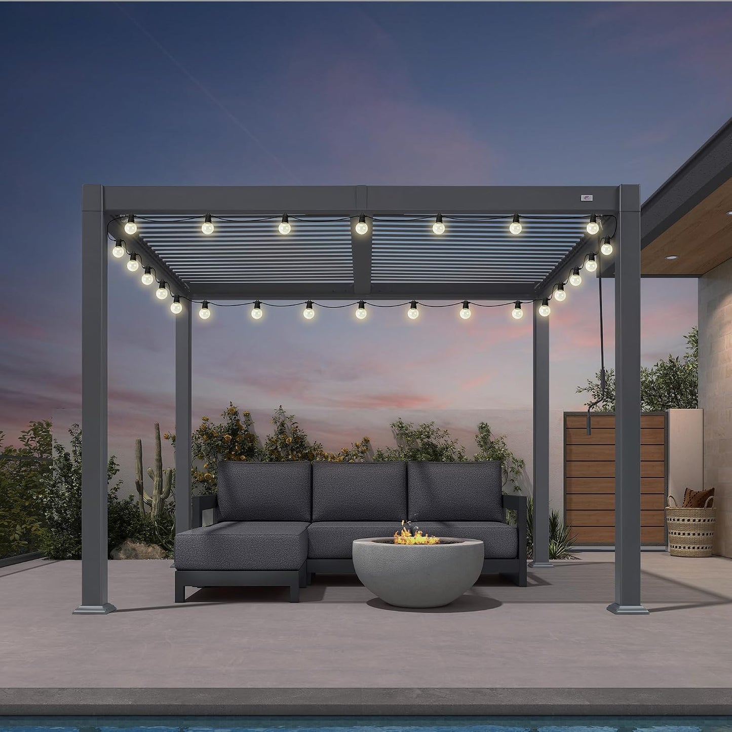 PURPLE LEAF 11.5' x 15' Louvered Aluminum Pergola with Adjustable Roof