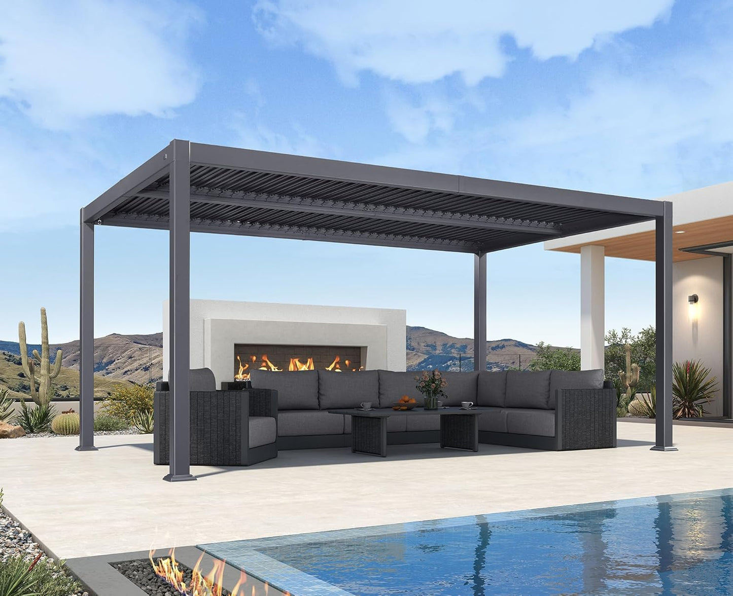 PURPLE LEAF 11.5' x 15' Louvered Aluminum Pergola with Adjustable Roof