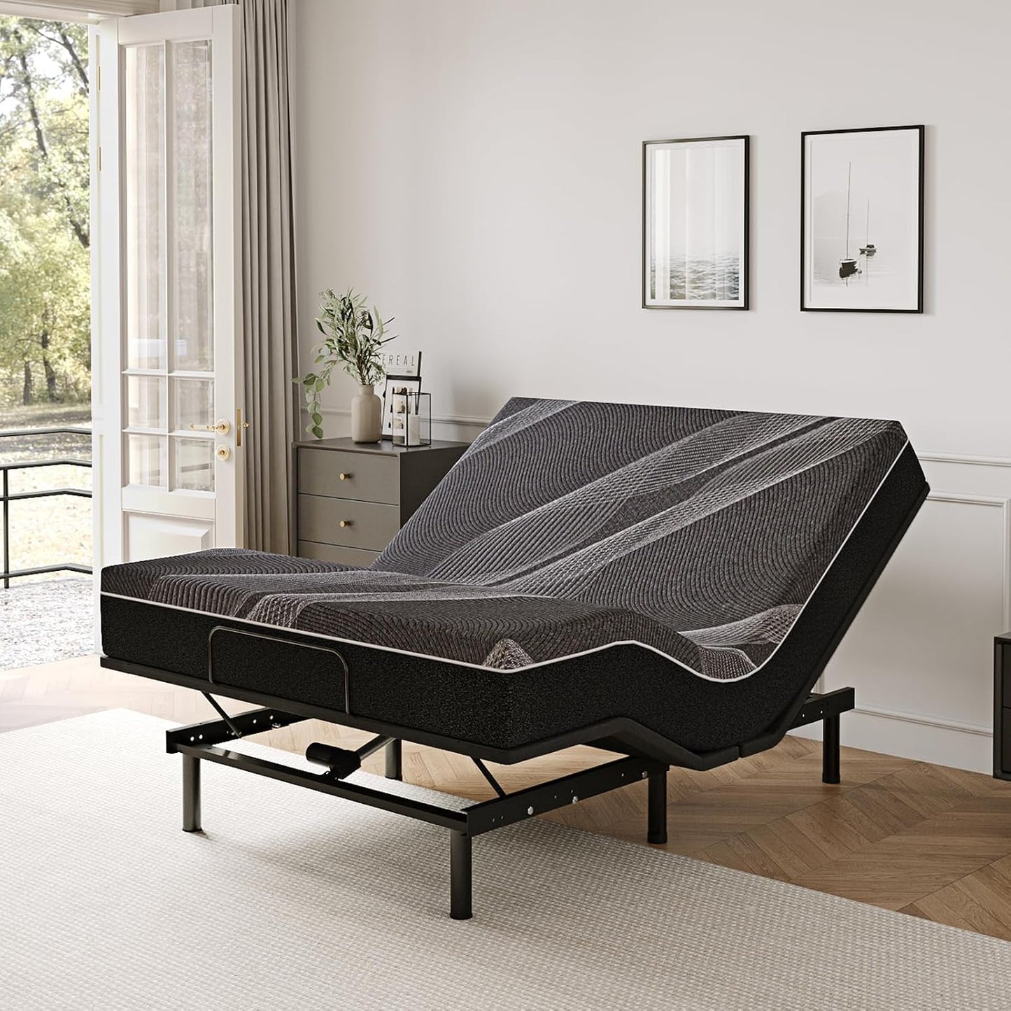 Dyonery Twin XL Adjustable Bed with 12" Gel Memory Foam Mattress