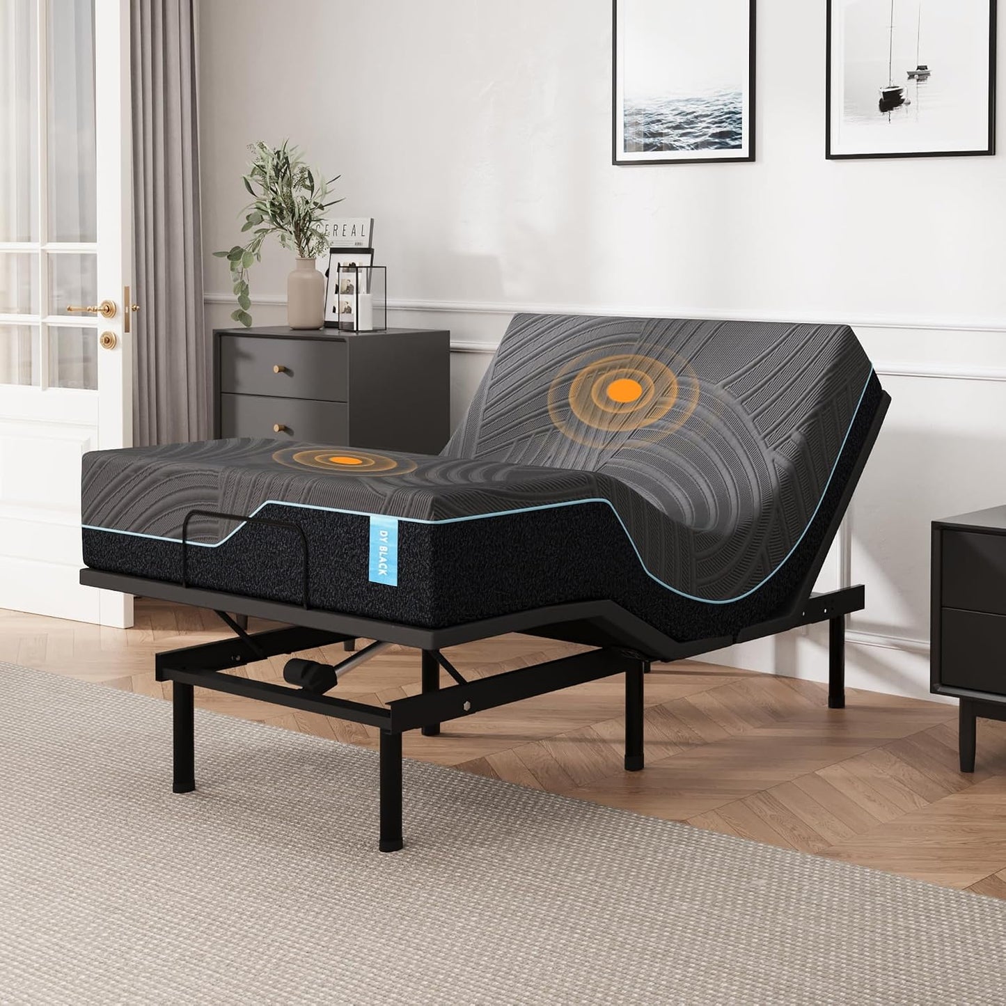 Dyonery Twin XL Adjustable Bed with 12" Gel Memory Foam Mattress